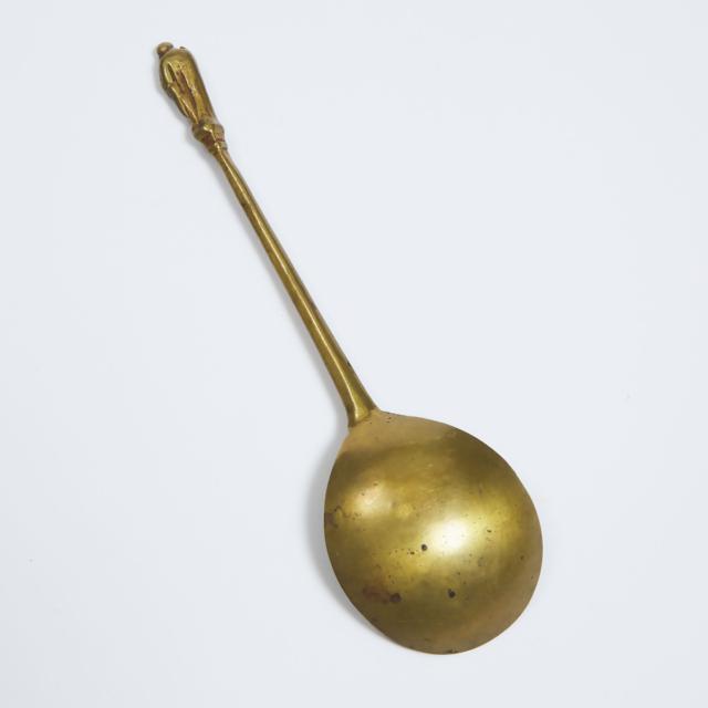 English Latten Apostle Spoon of St. James the Greater, early 17th century