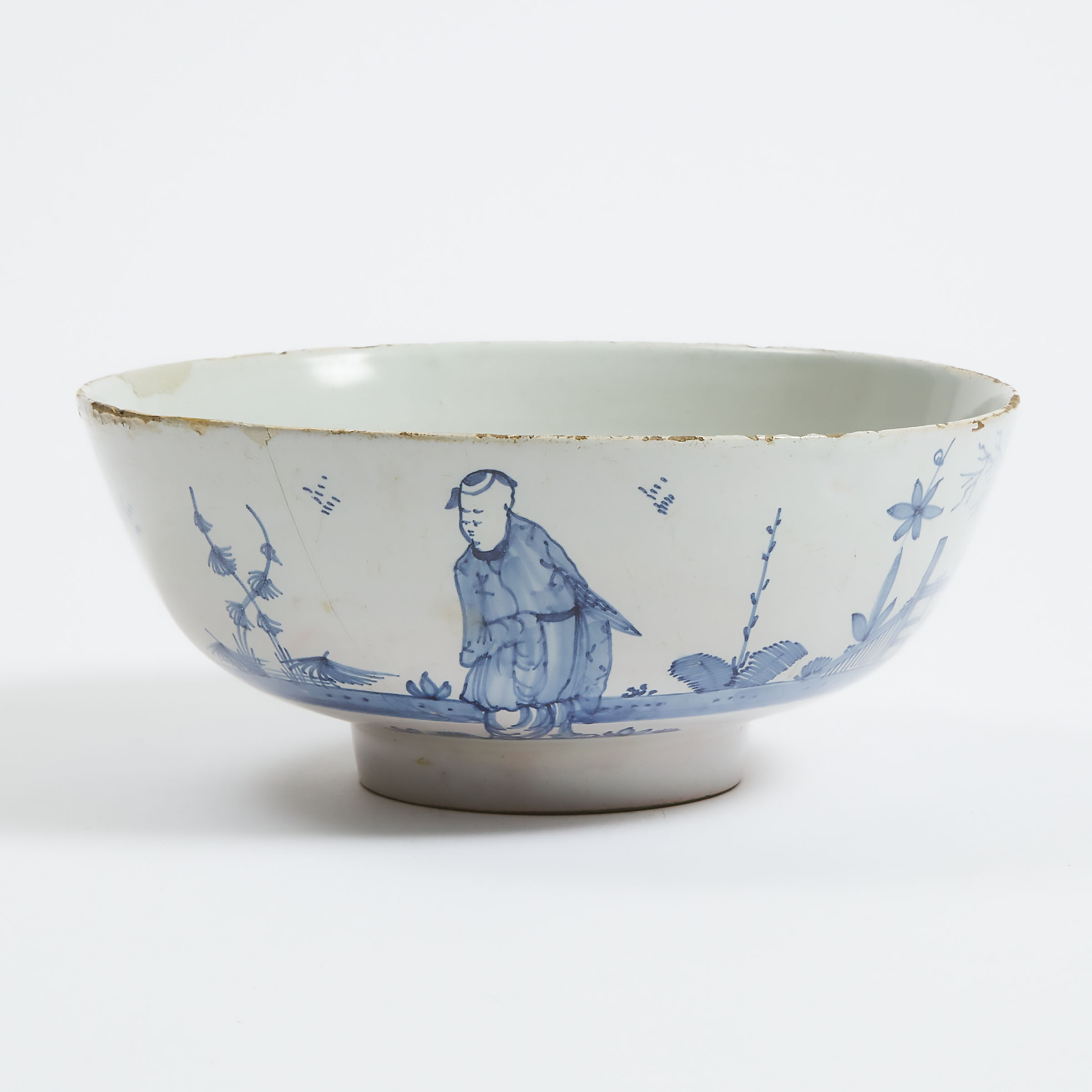 Delft Blue and White Chinoiserie Bowl, 18th century