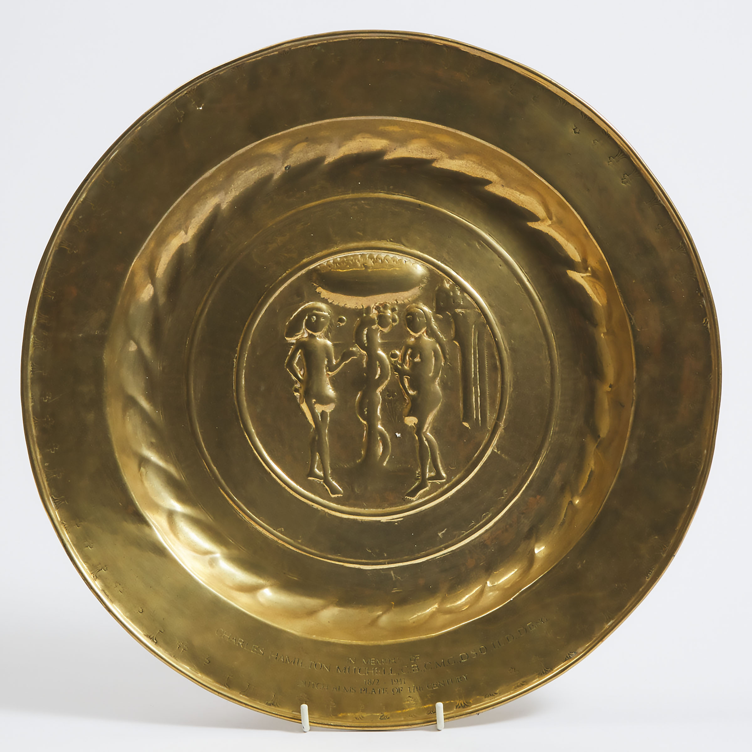 Nuremberg Brass Adam and Eve Alms Dish, 17th century