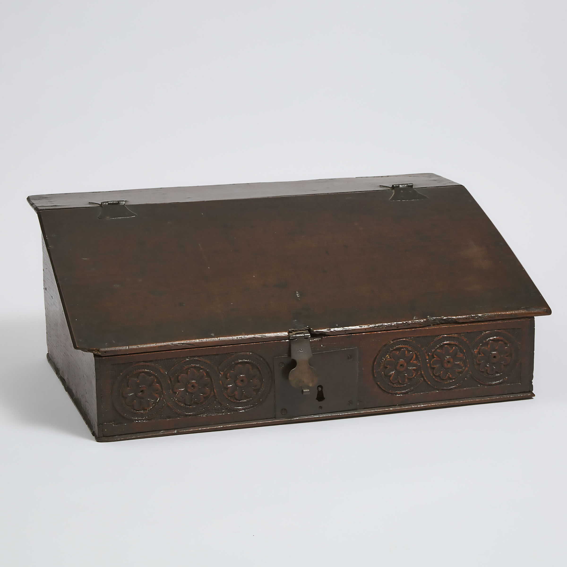 English Oak Slant Front Document Box, early 17th/early 18th century