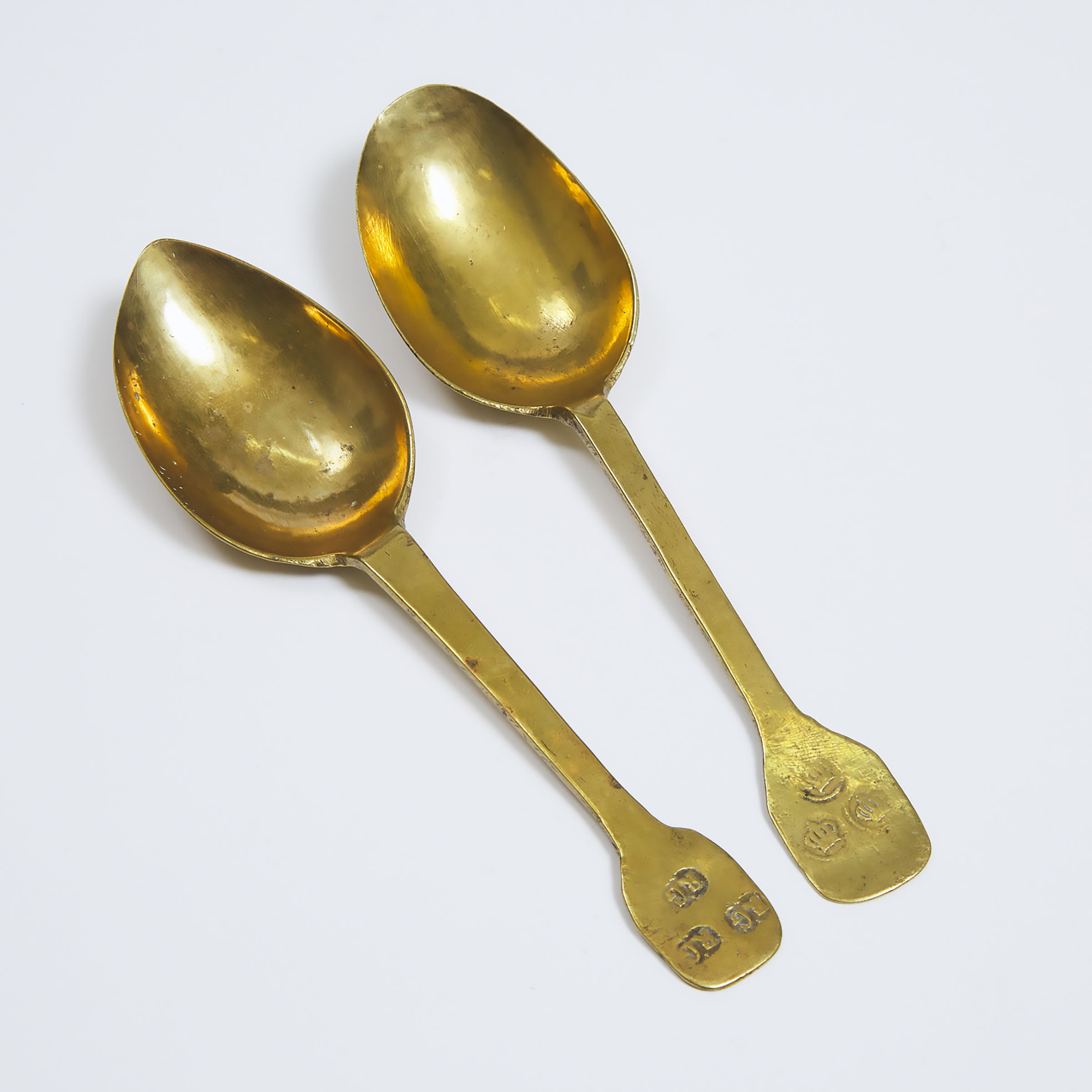 Two French Latten Table Spoons, early 17th century