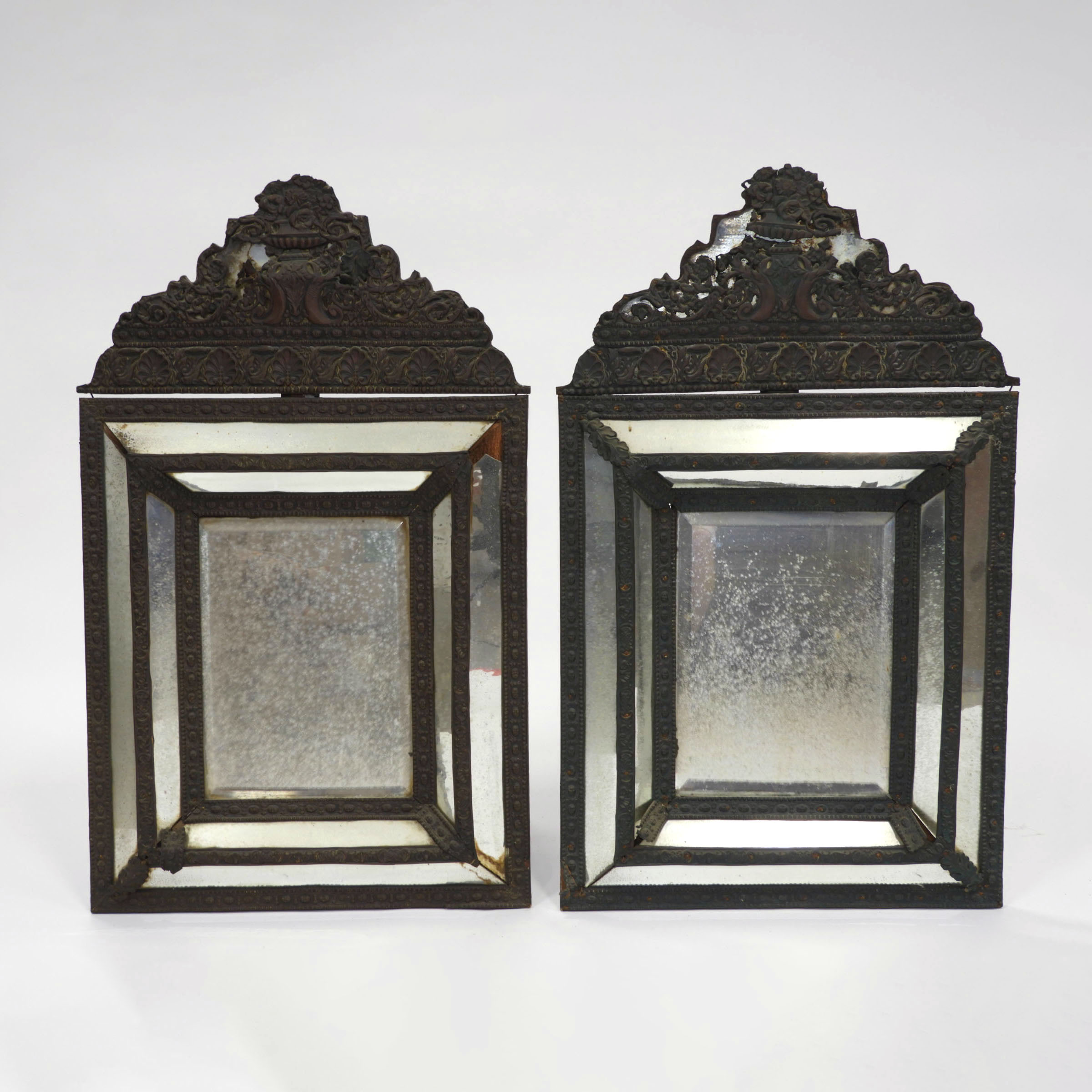 Pair of Dutch Cushion Mirror Framed Mirrors, 18th century