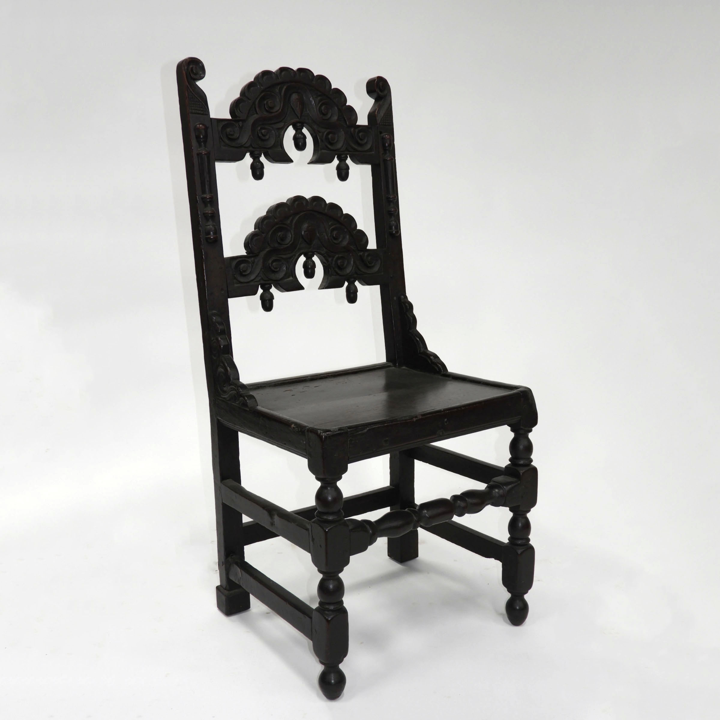English Oak Joined Backstool, 17th century
