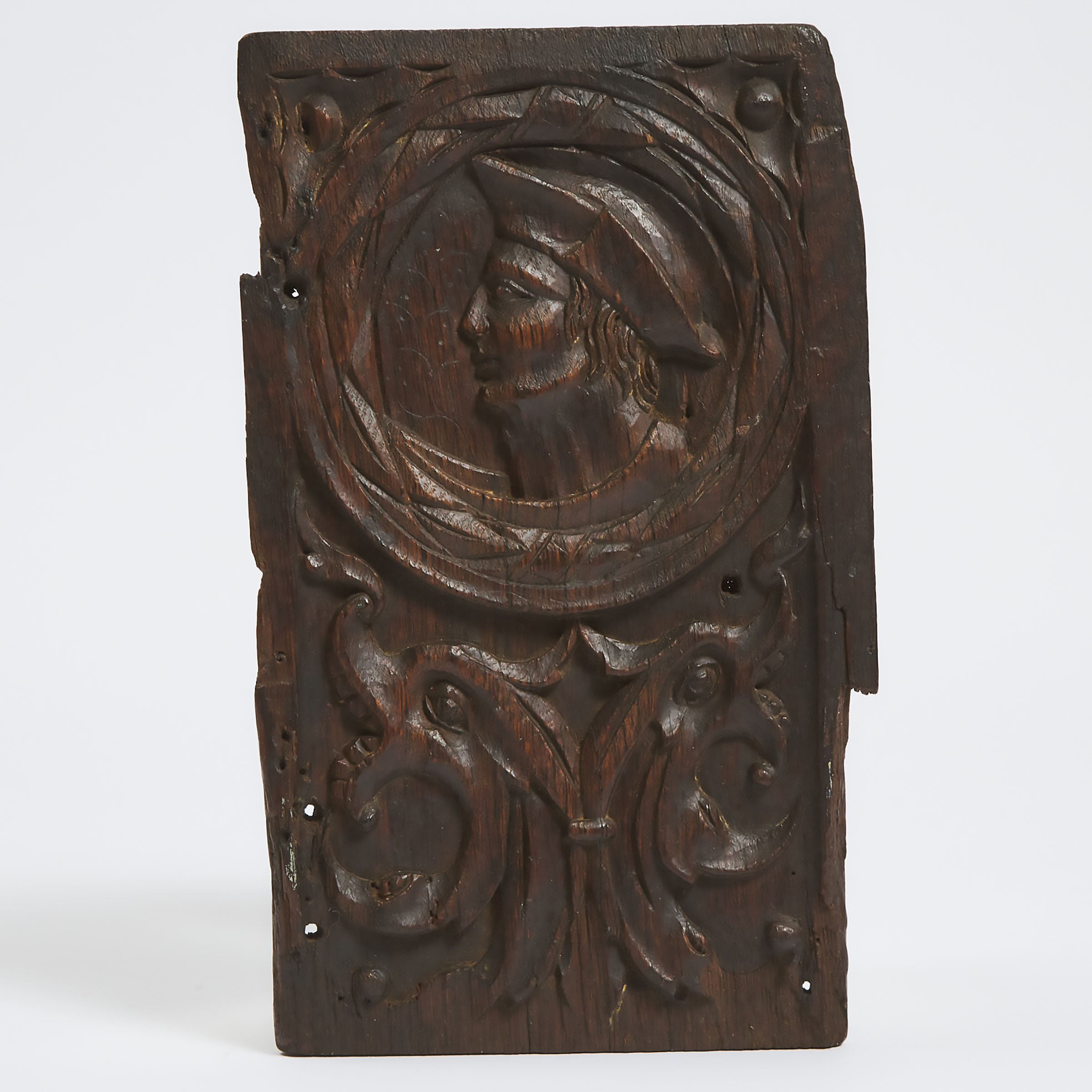 English Relief Carved Oak Romayne Panel, c.1530