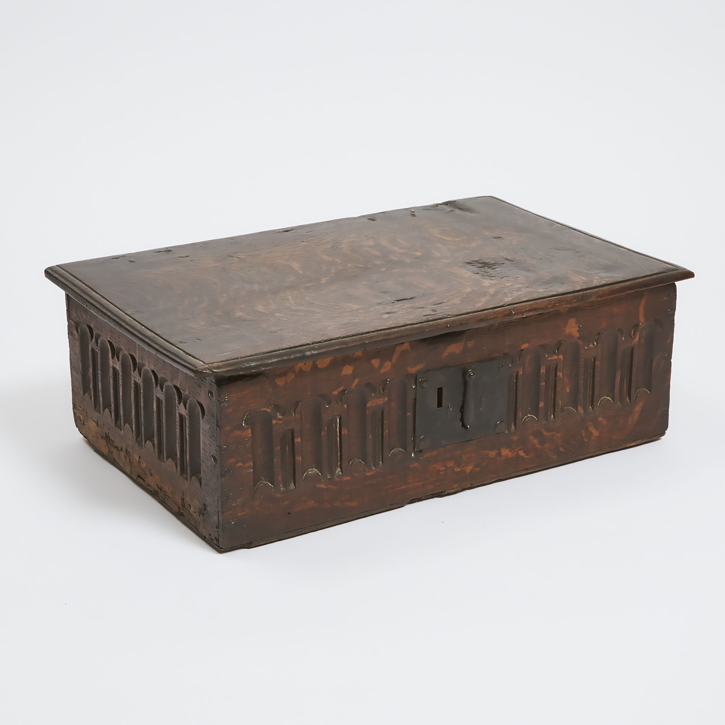 Jacobean Carved Oak Bible Box, early 17th century