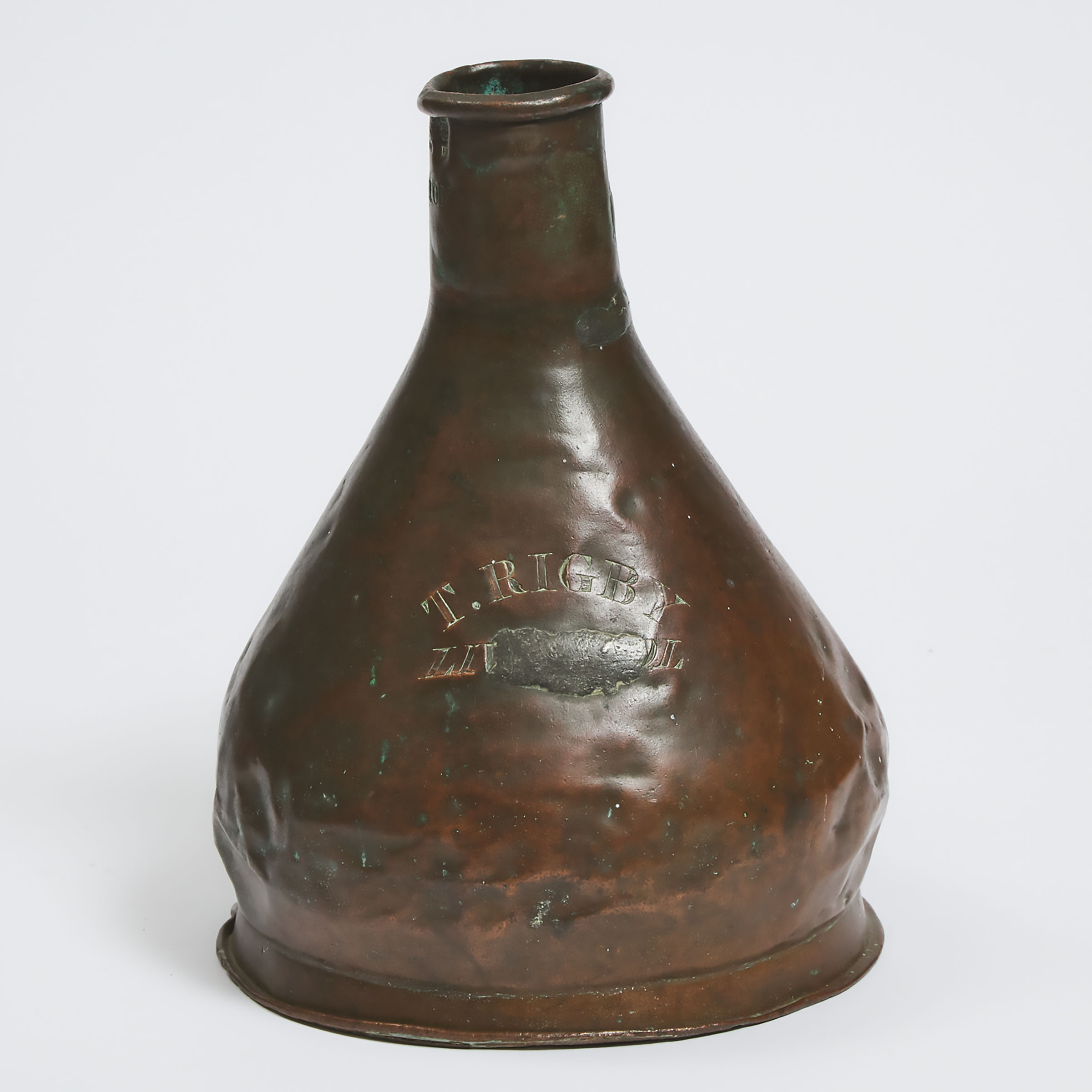 English One Gallon Copper Haystack Measure, T. Rigby, Liverpool, 19th century