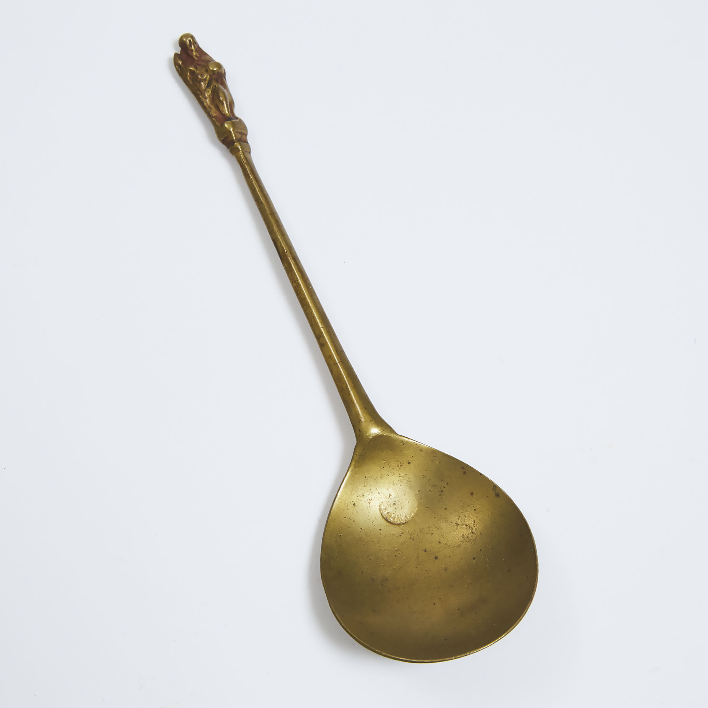 English Latten Apostle Spoon of St. James the Greater, early 17th century