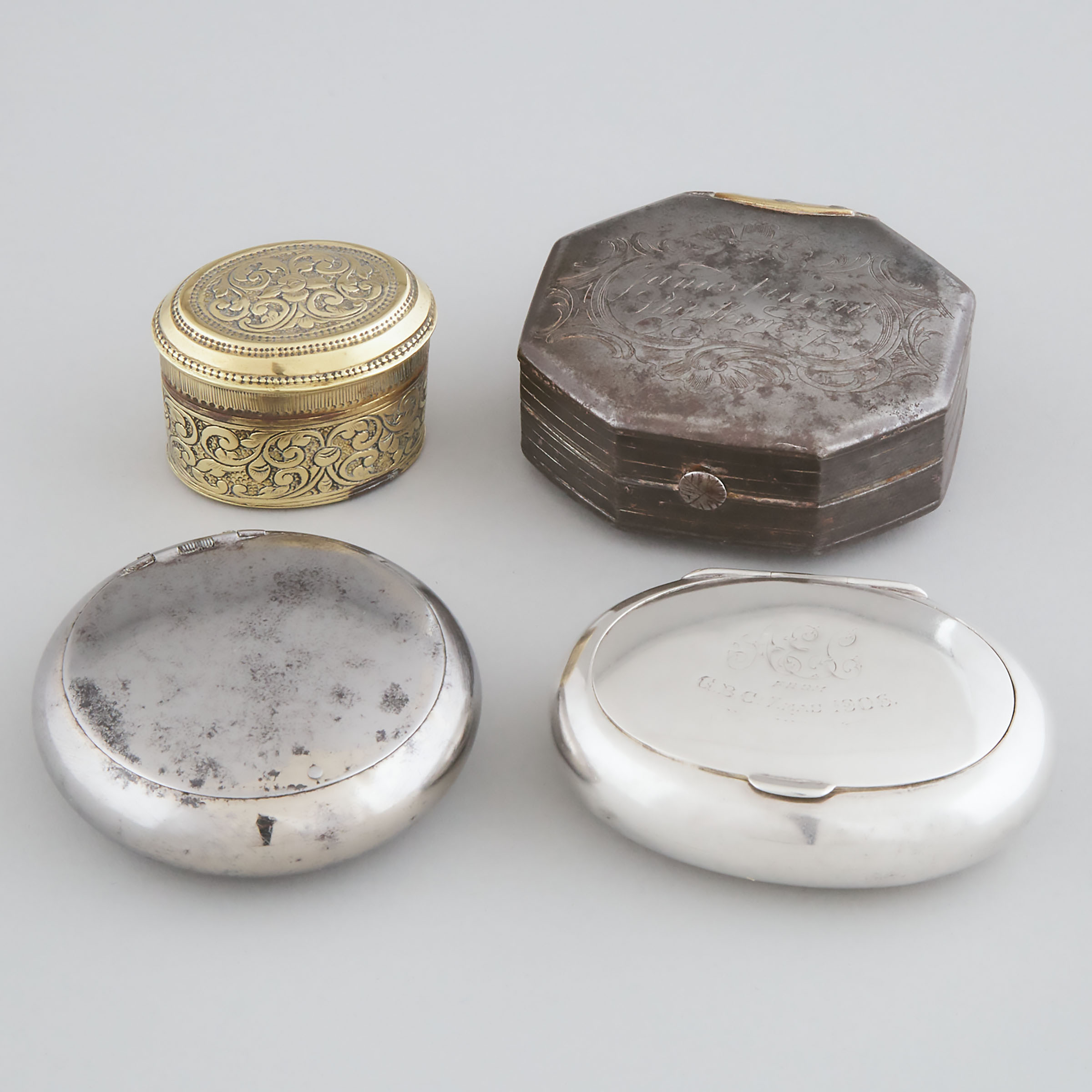 Four Miscellaneous Snuff Boxes, 19th and early 20th centuries