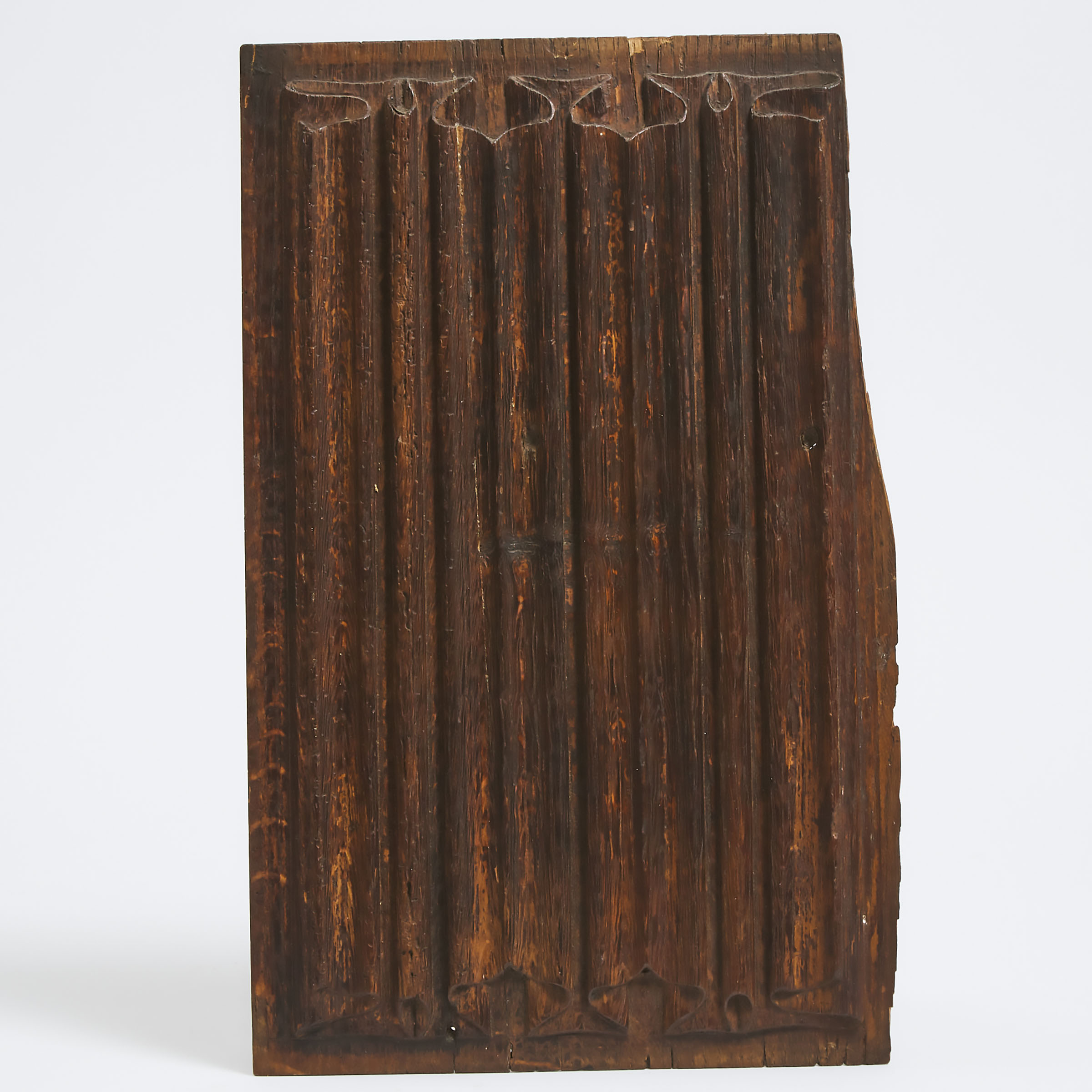 English Relief Carved Oak Linen Fold Panel, 16th century