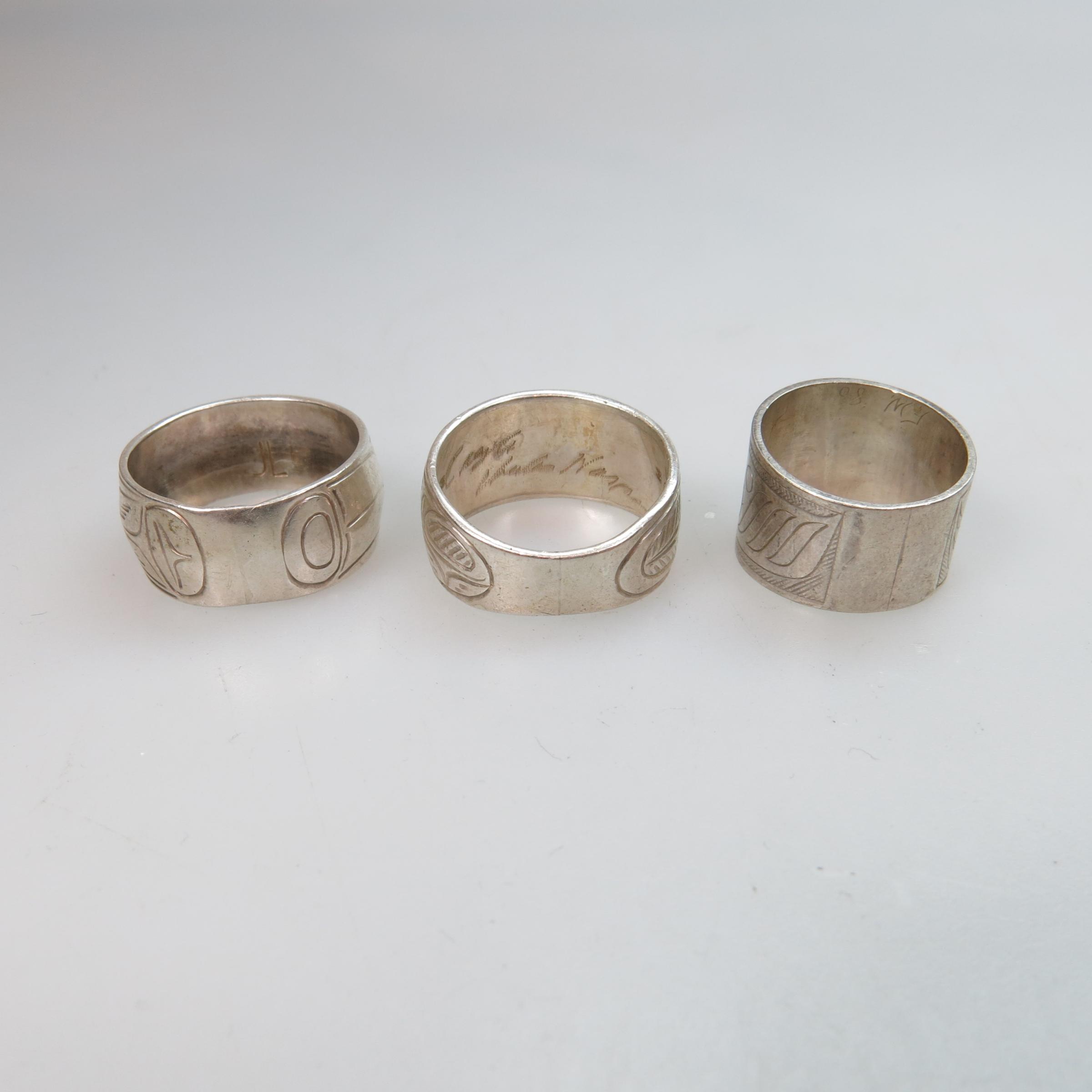 3 x West Coast Haida Sterling Silver Rings