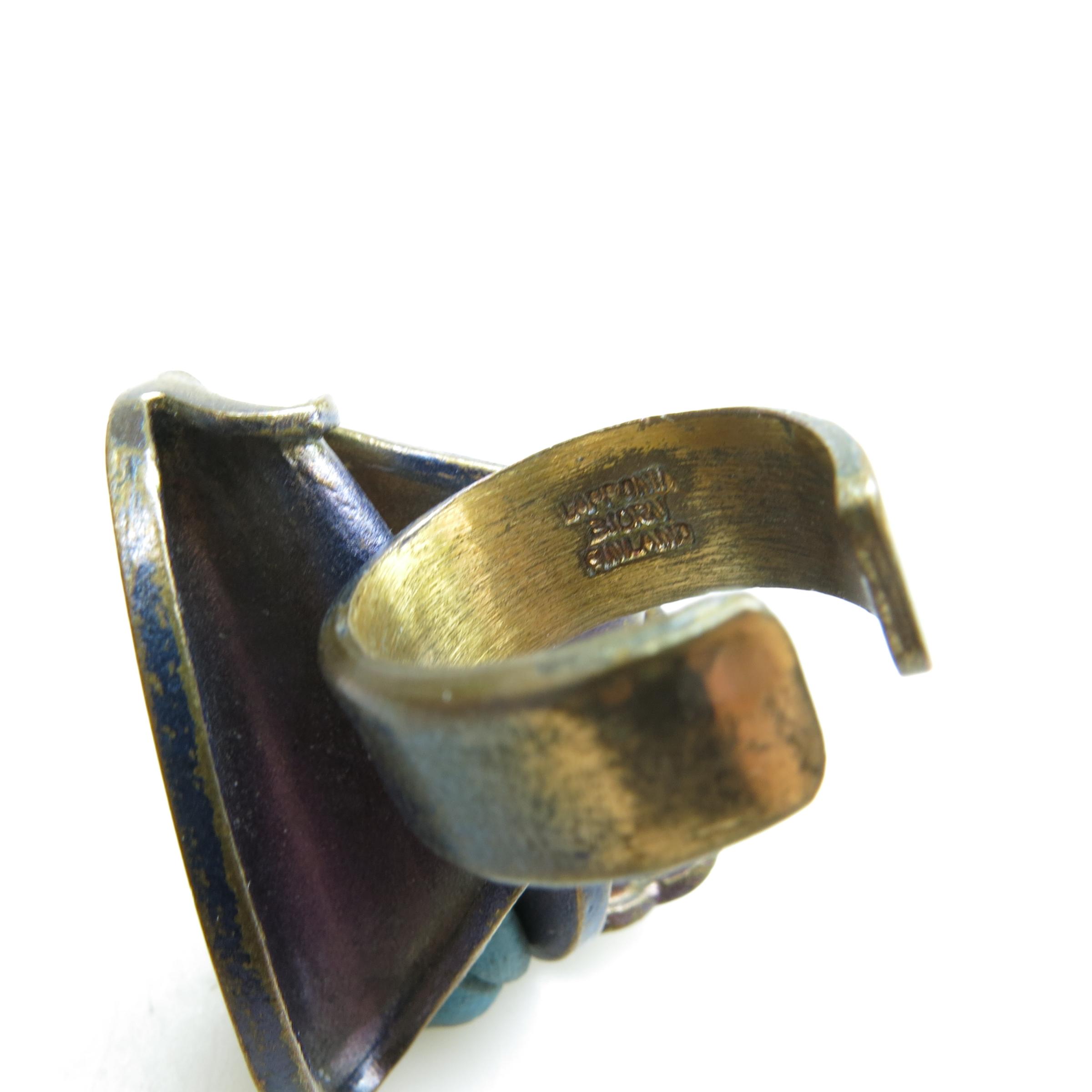Bjorn Weckström Lapponia Bronze and Anodized Colour Abstract Ring