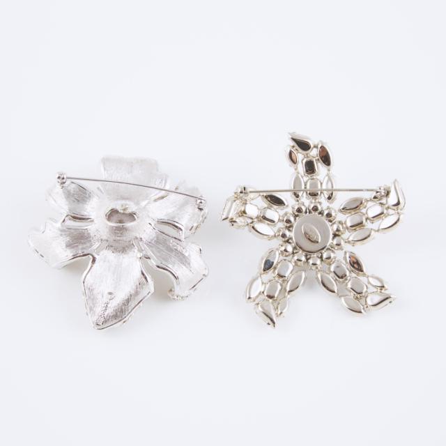 2 Silver Tone Metal Brooches