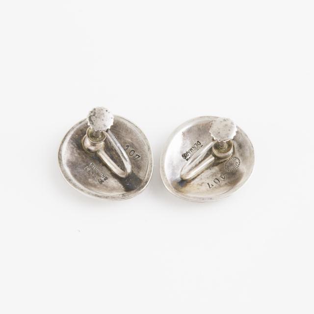 Pair Of Georg Jensen Danish Sterling Silver Screwback Earrings