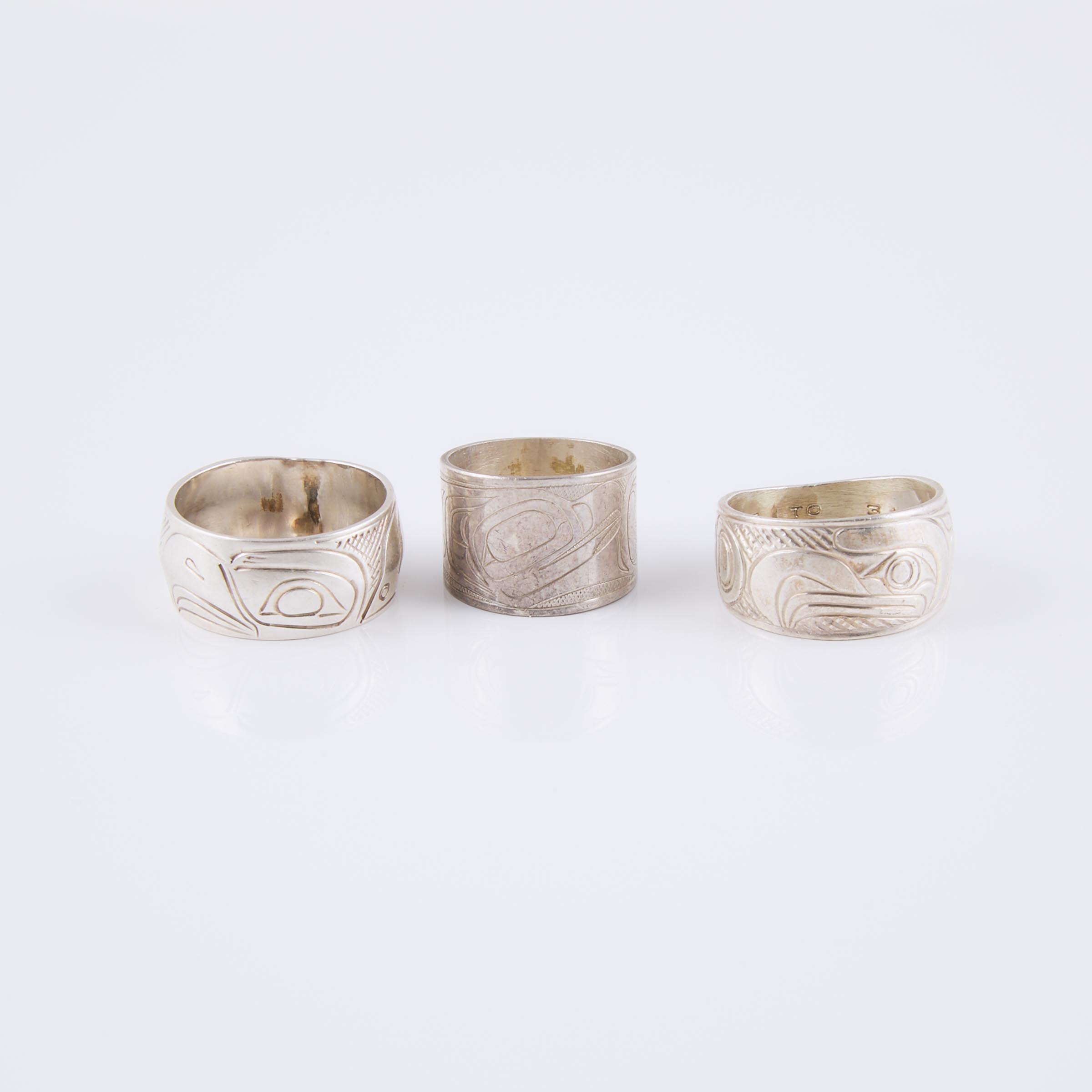 3 x West Coast Haida Sterling Silver Rings