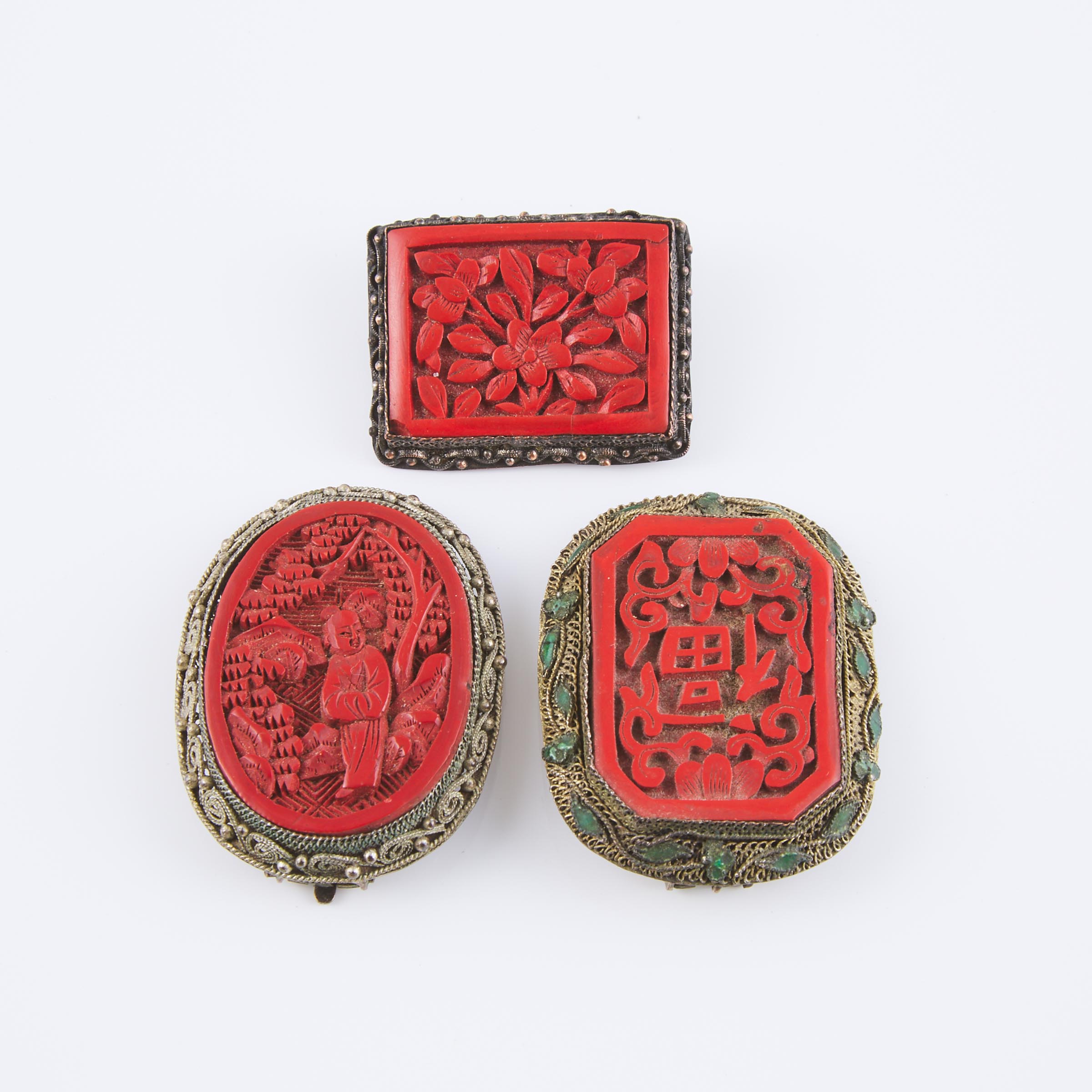Small Group Of Chinese Silver Gilt Filigree Jewellery