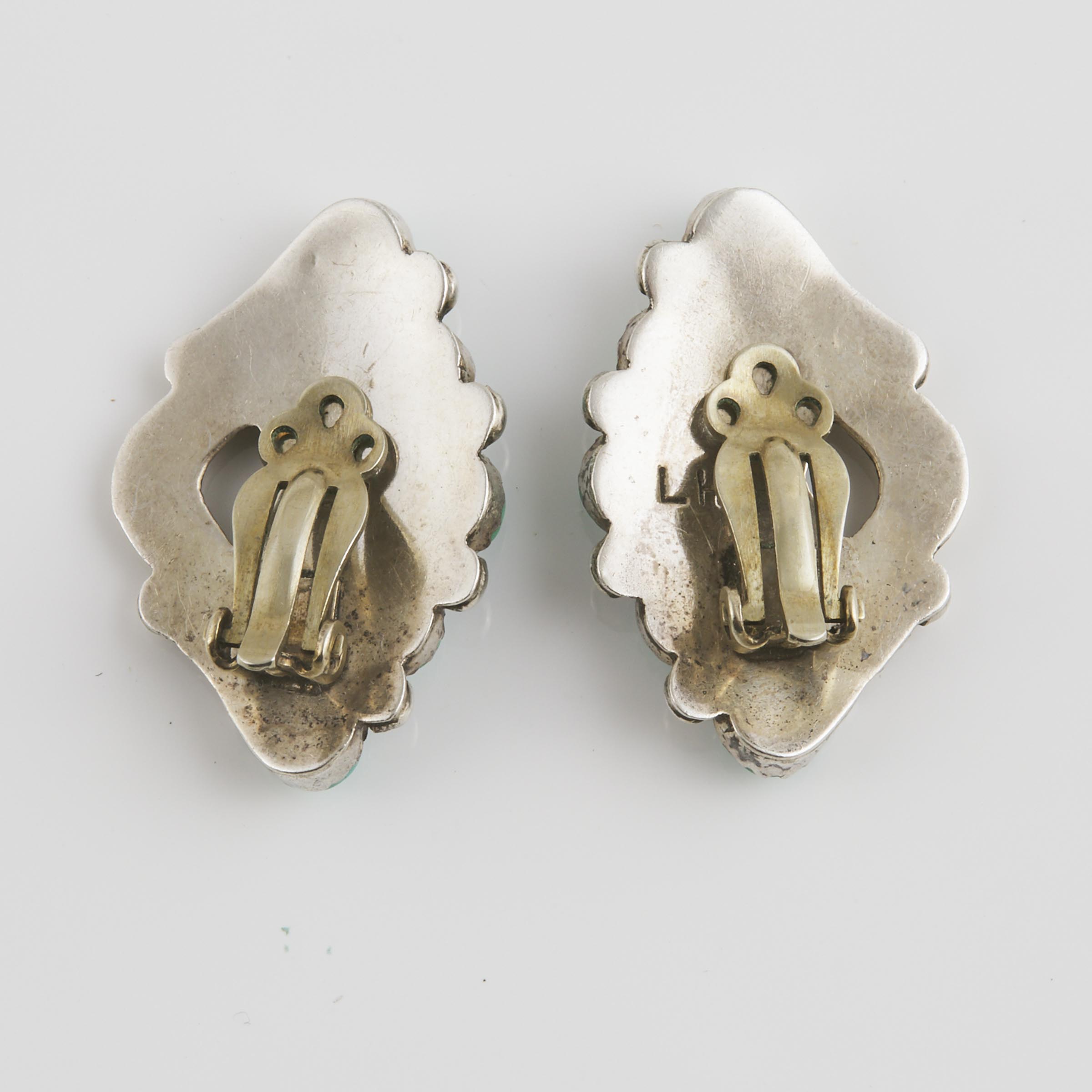 Pair Of Navajo Sterling Silver Clip-Back Earrings
