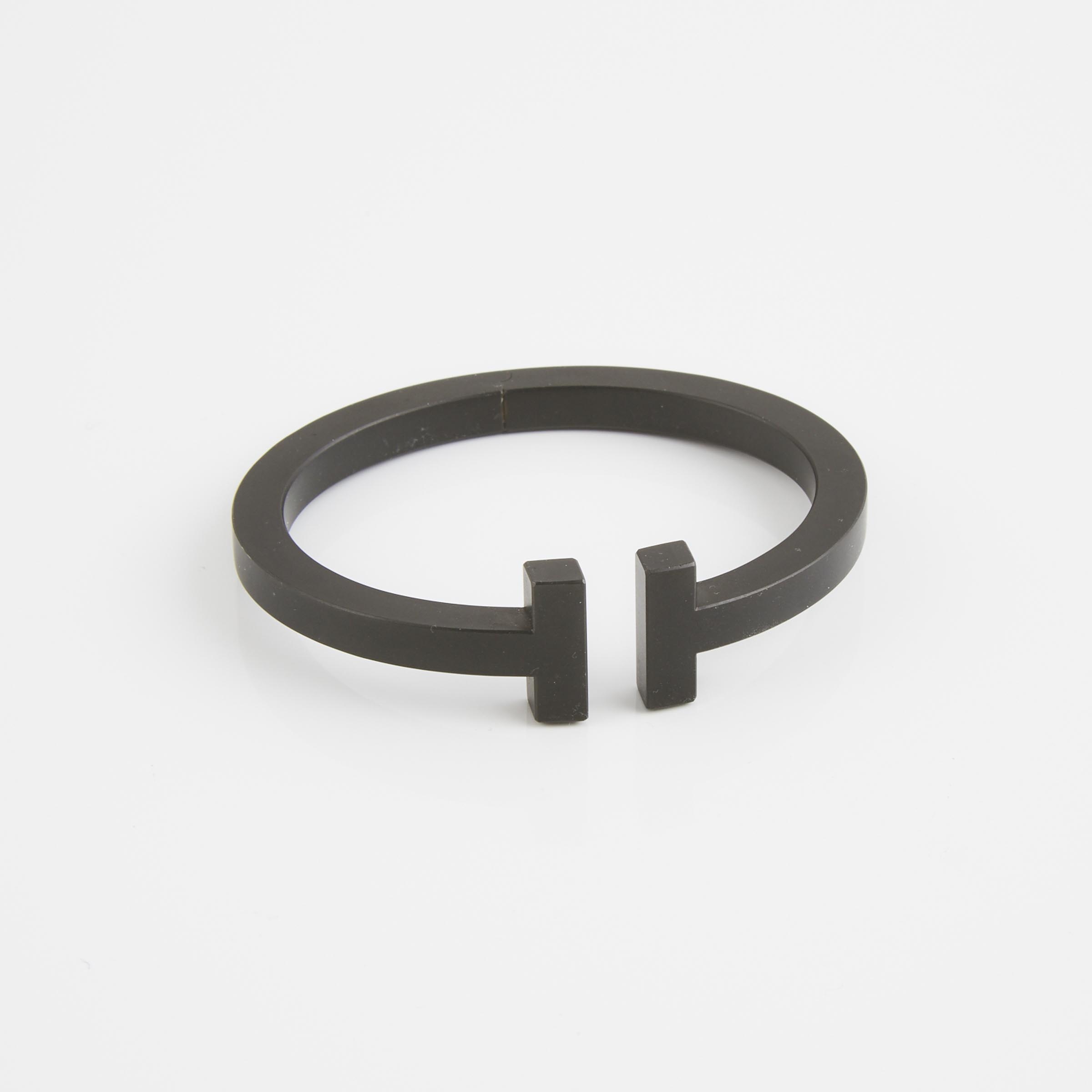 Tiffany & Co. 'T Square' Blackened Stainless Steel Hinged Bangle