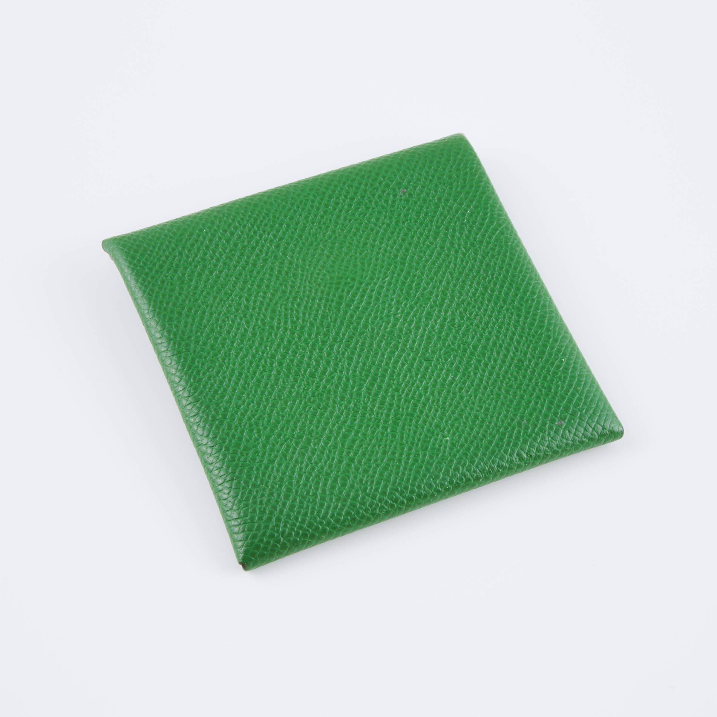 Hermes Bastia Coin Purse in green leather