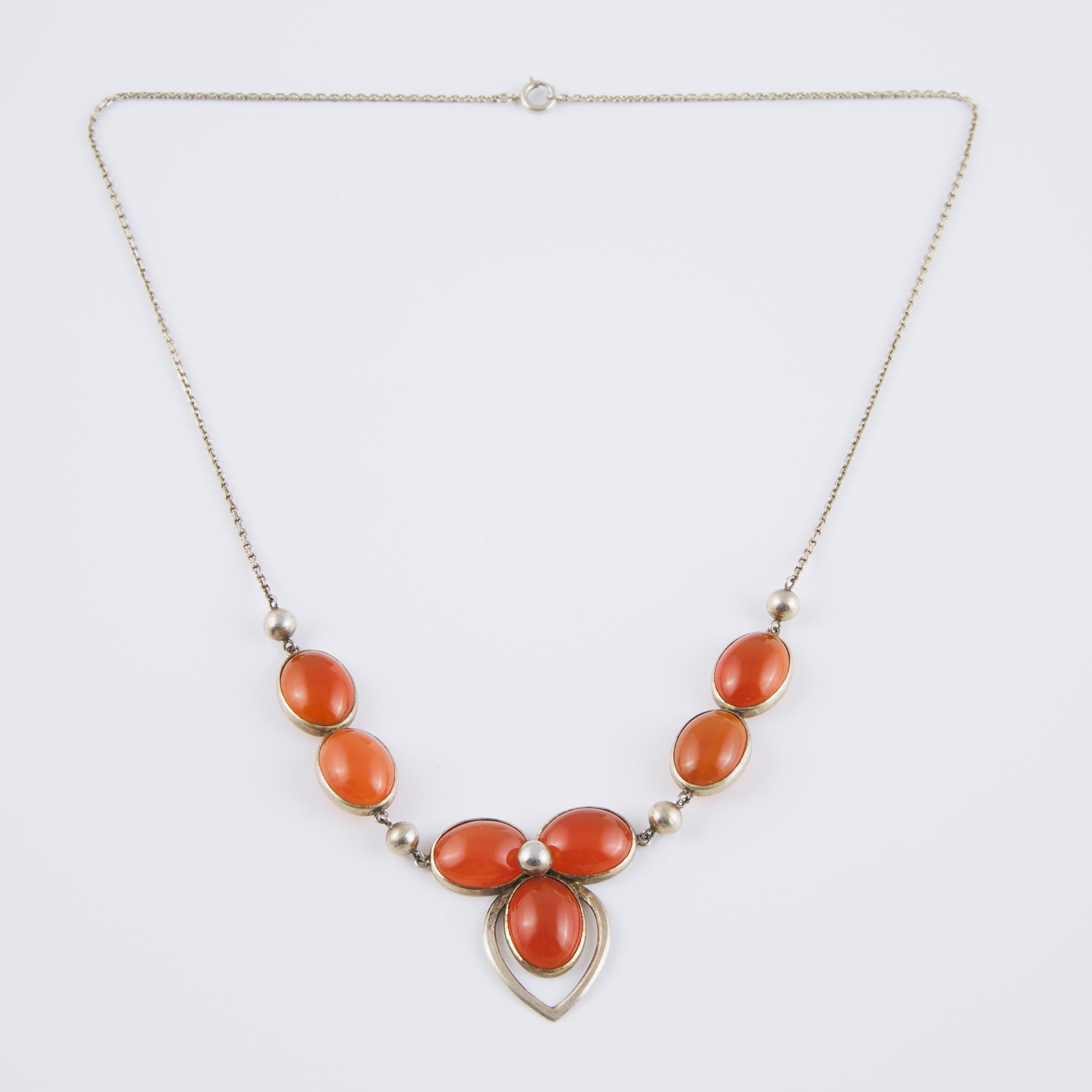 Silver And Carnelian Necklace