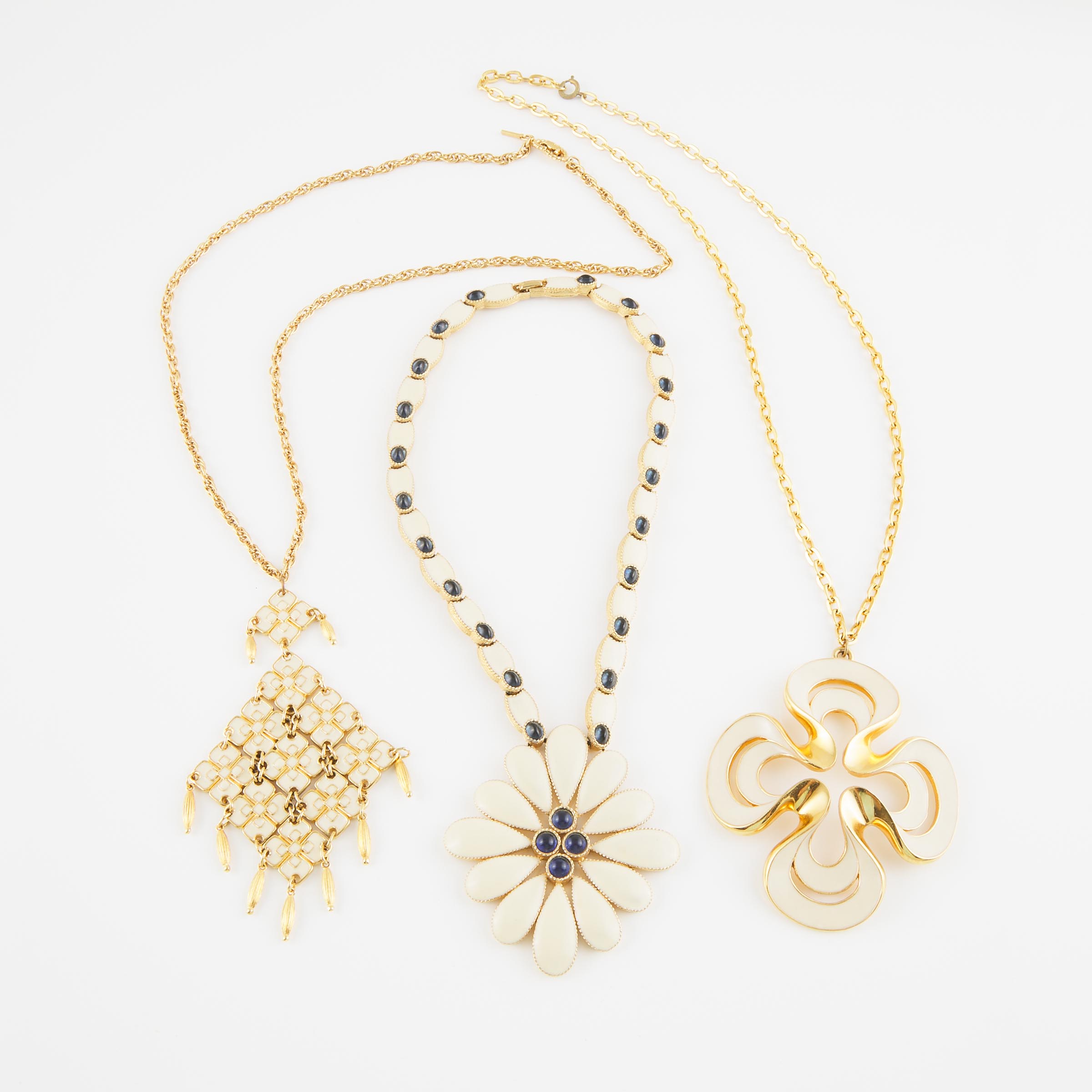 3 D'Orlan Gold-Tone Metal And Enamelled Necklaces