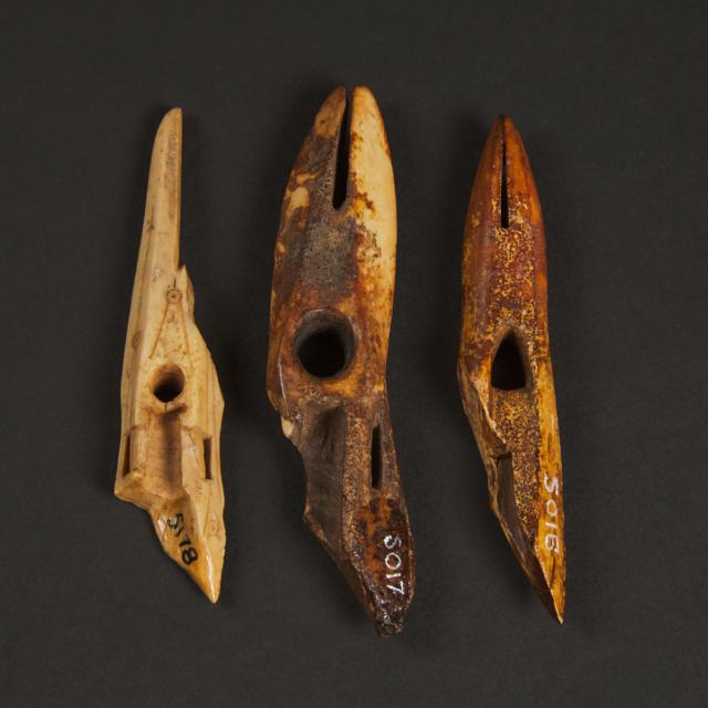 Three Harpoon Heads, Including One Punuk, Bering Sea Region, ca. 500-1000 CE