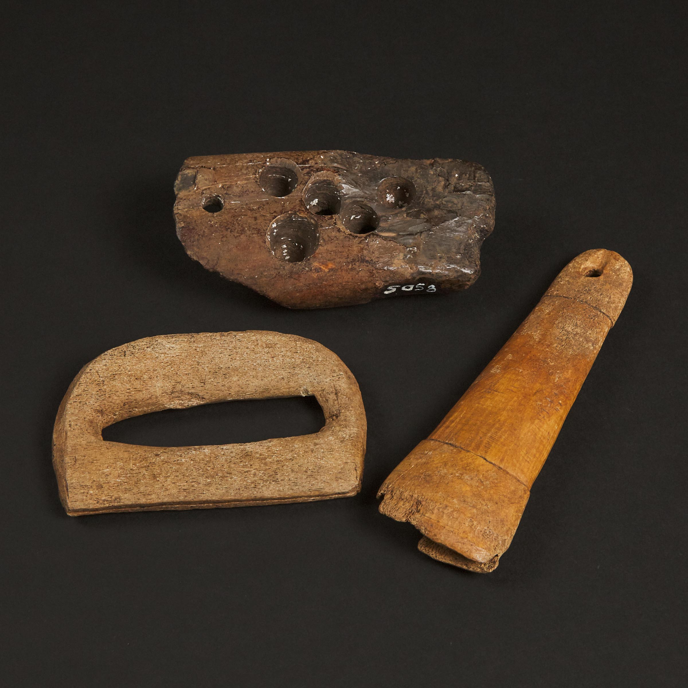 One Fire Starter Block and Two Additional Implements, Punuk, Yupik, Sivuqaq (St. Lawrence Island), ca. 500-1000 CE and Later