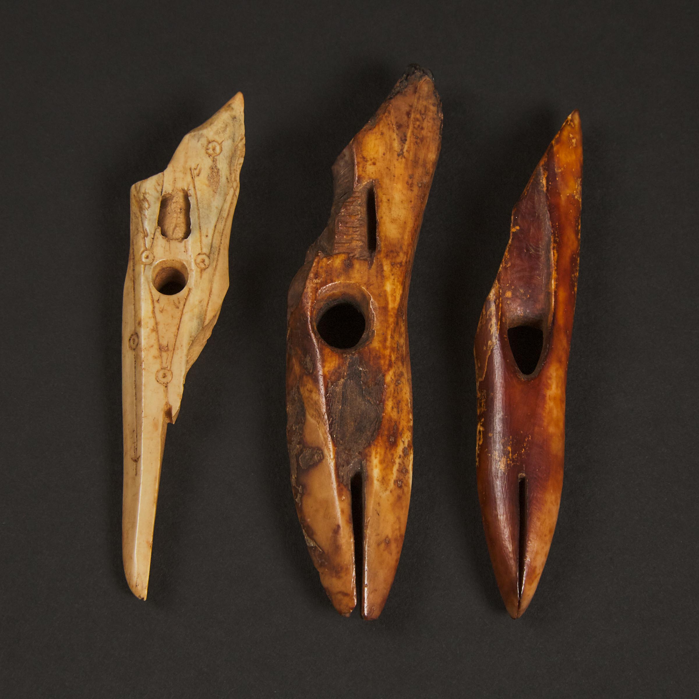 Three Harpoon Heads, Including One Punuk, Bering Sea Region, ca. 500-1000 CE