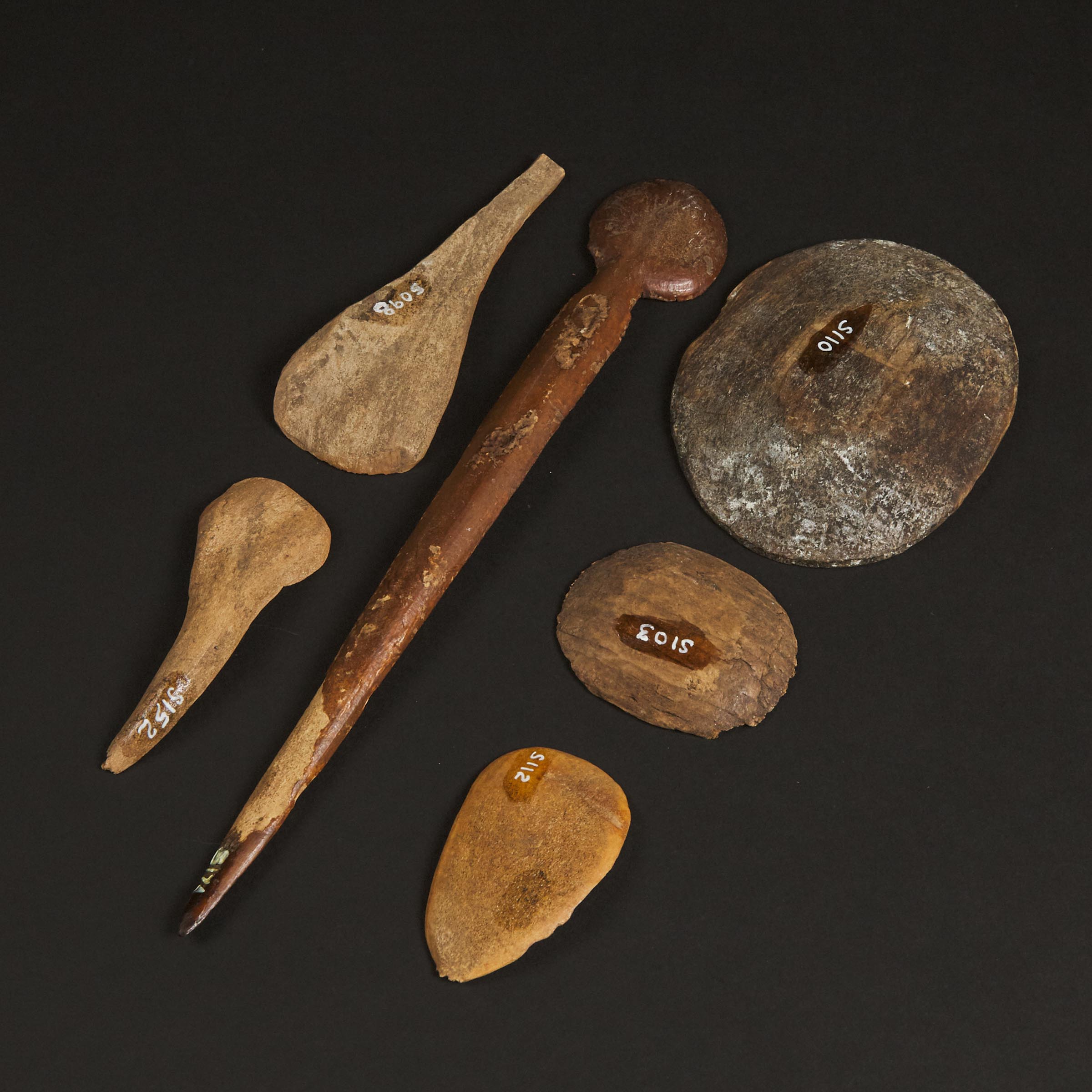 Large Spoon, and Various Eating implements, Old Bering Sea, Sitaisaq (Brevig Mission), and Savoonga, Sivuqaq (St. Lawrence Island)