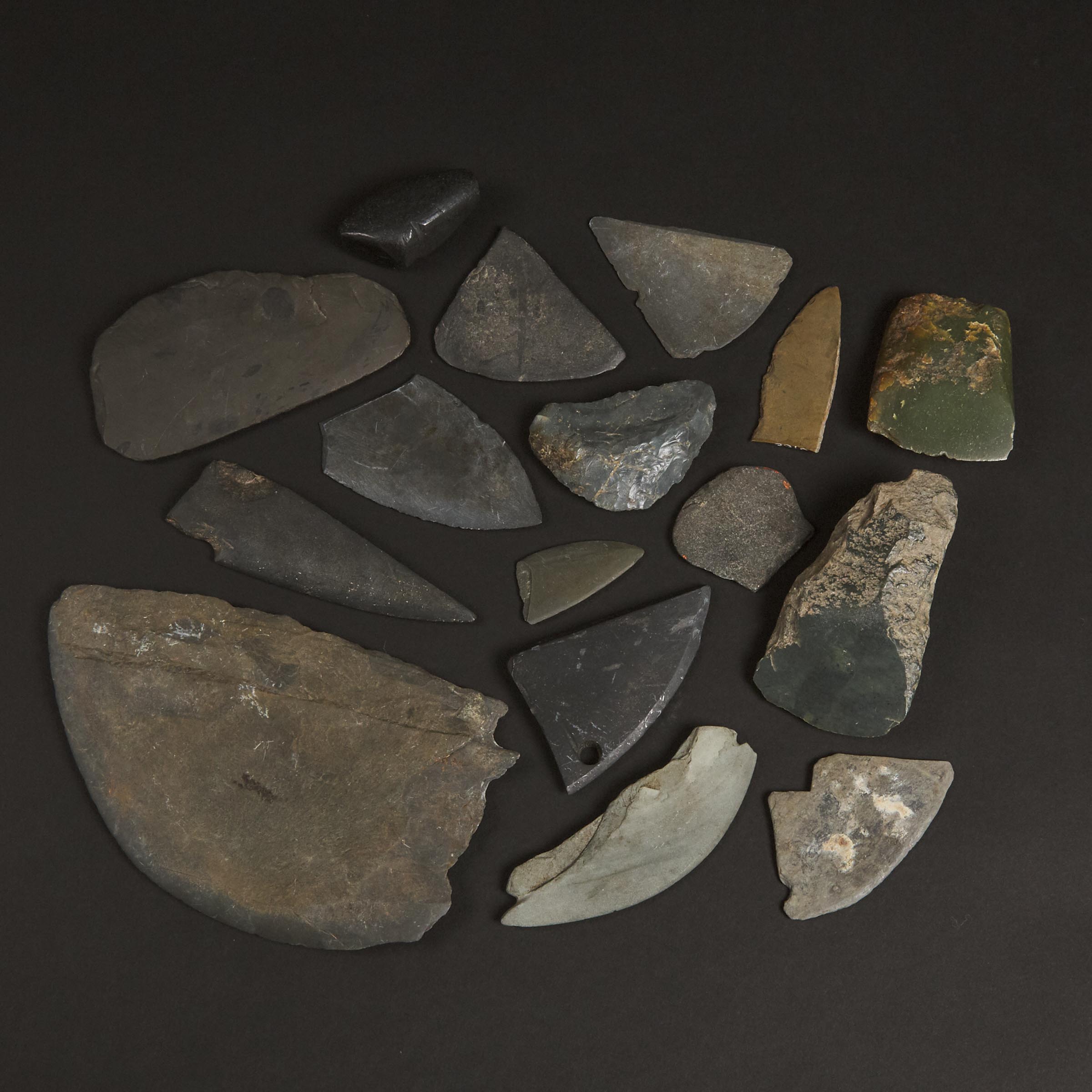 Sixteen Stone Edged Tools, Inupiat, Shismaref, and Sitaisaq (Brevig Mission), Pre-1900