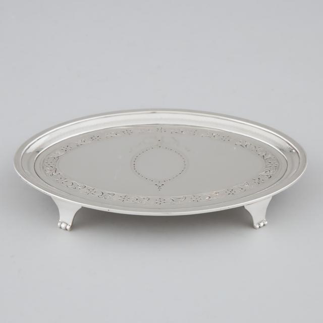 George III Silver Oval Teapot Stand, Elizabeth Jones, London, 1791