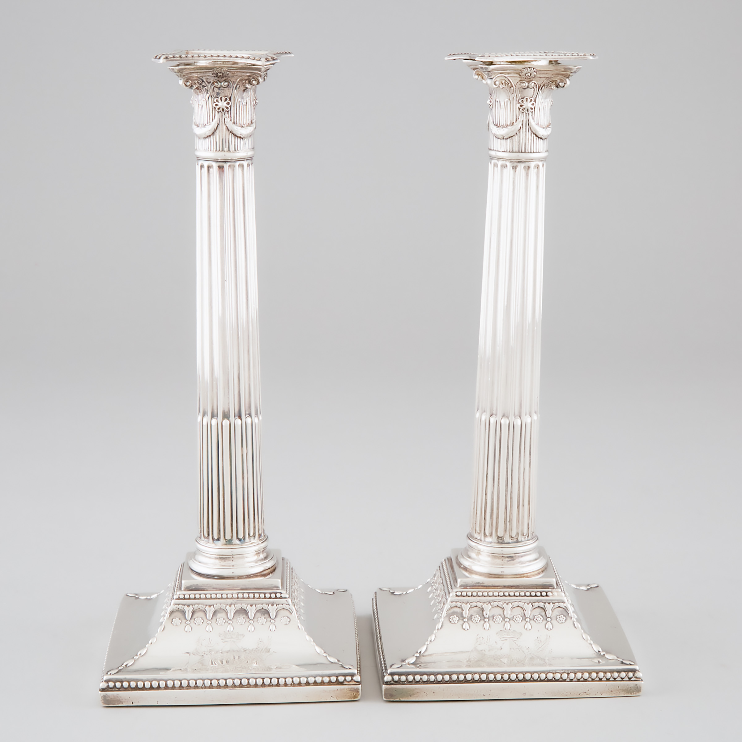 Pair of George III Silver Table Candlesticks, John Parsons & Co., Sheffield, 1788