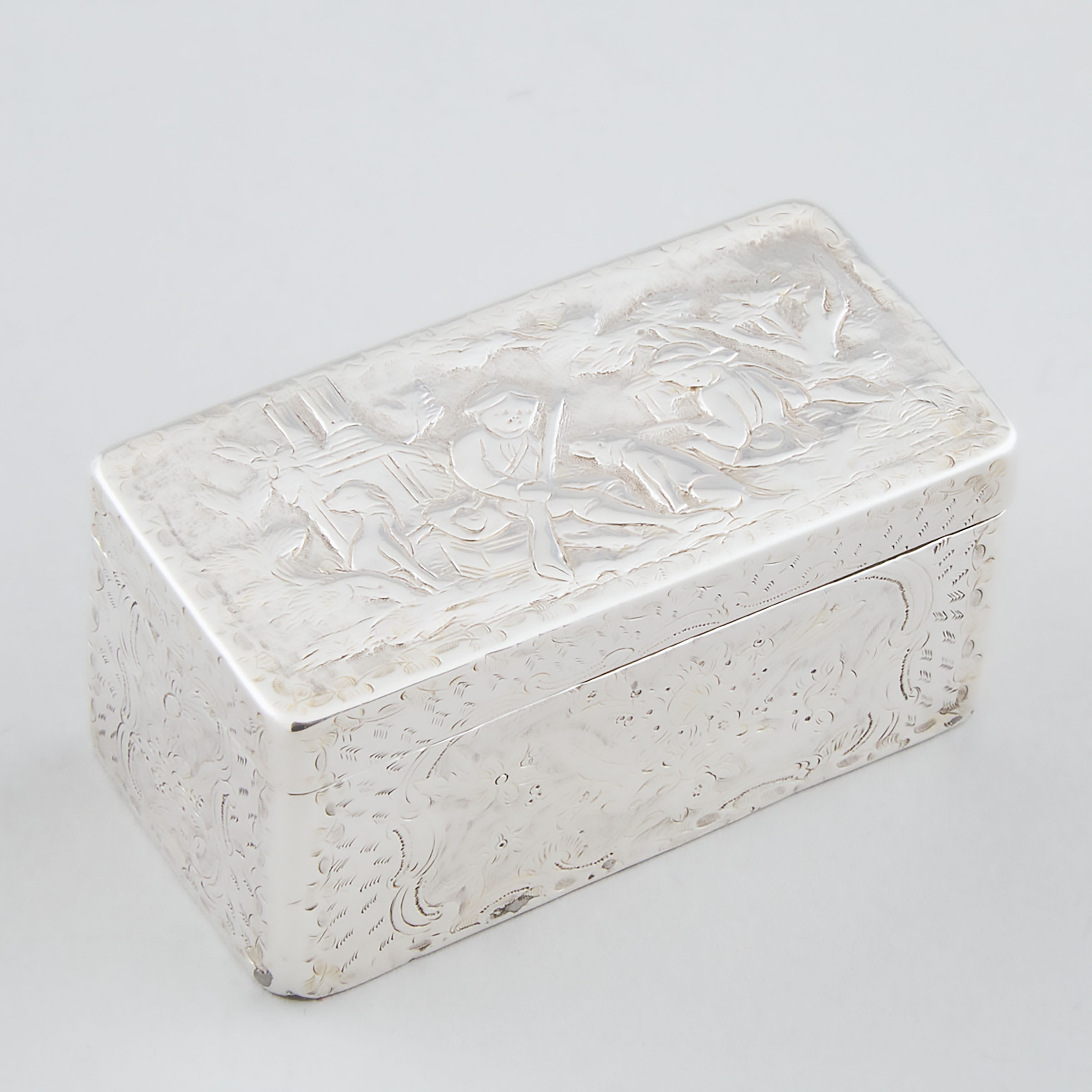 Continental Silver Rectangular Snuff Box, 19th century