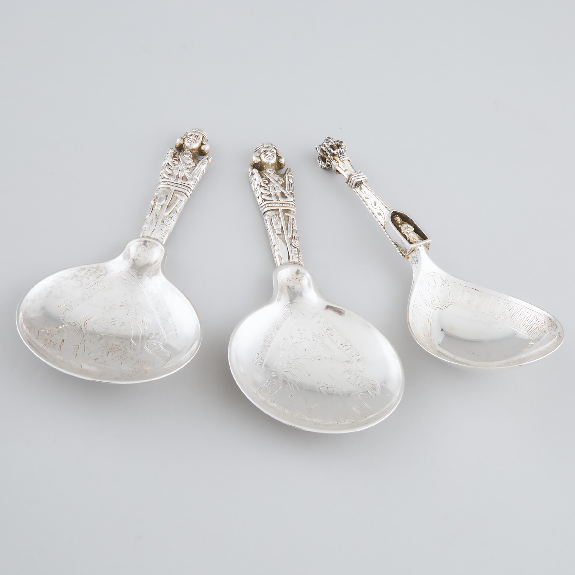 Three Scandinavian Silver Christening Spoons, V. Christesen, Copenhagen, 1875 (2) and Marius Hammer, Bergen, 1888