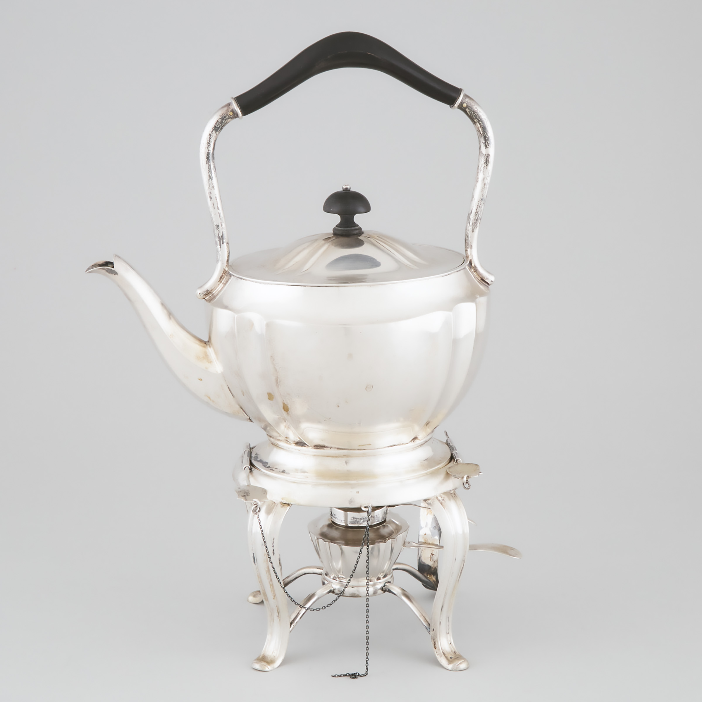Austrian Silver Kettle on Lampstand, 20th century