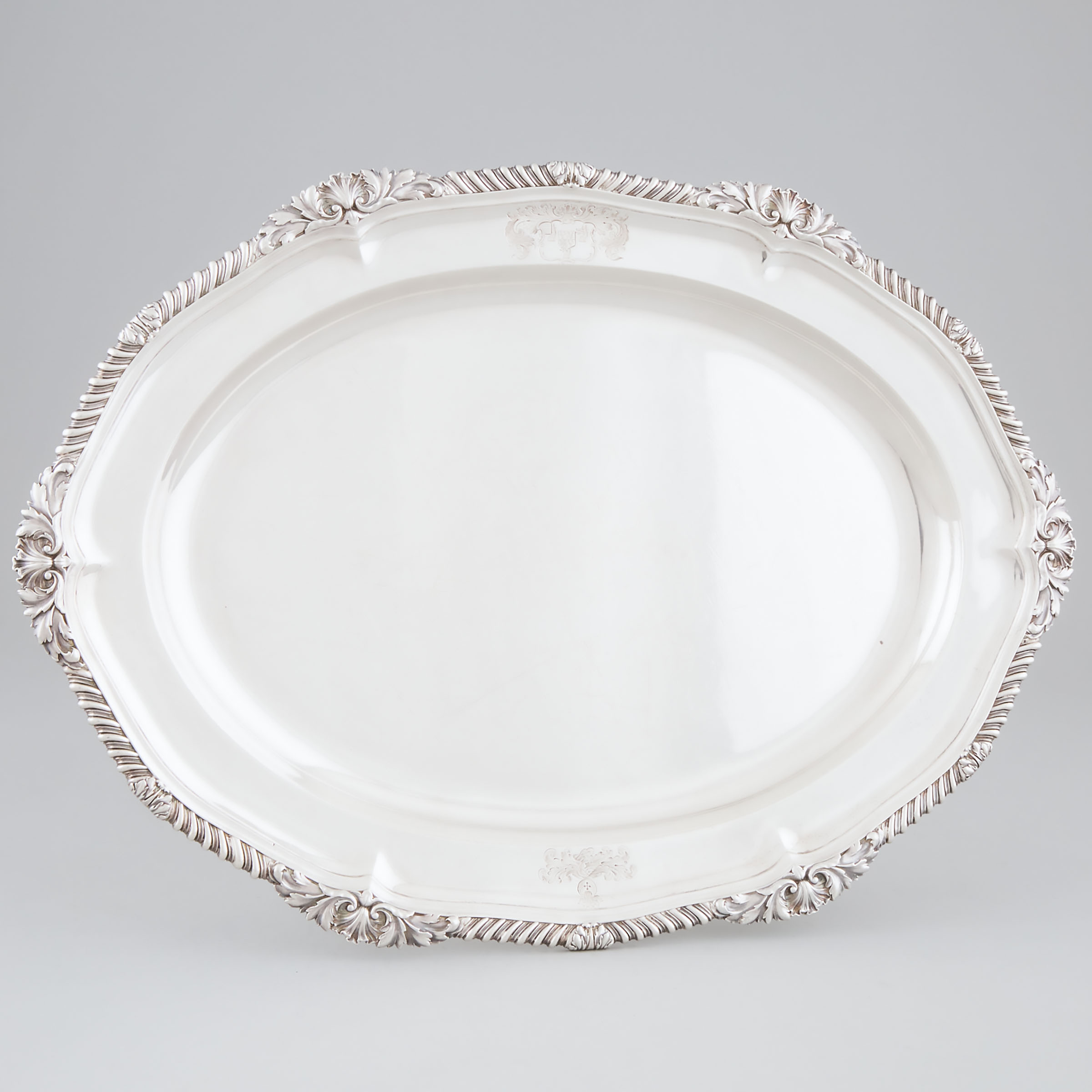 George IV Silver Shaped Oval Platter, Paul Storr, London, 1824