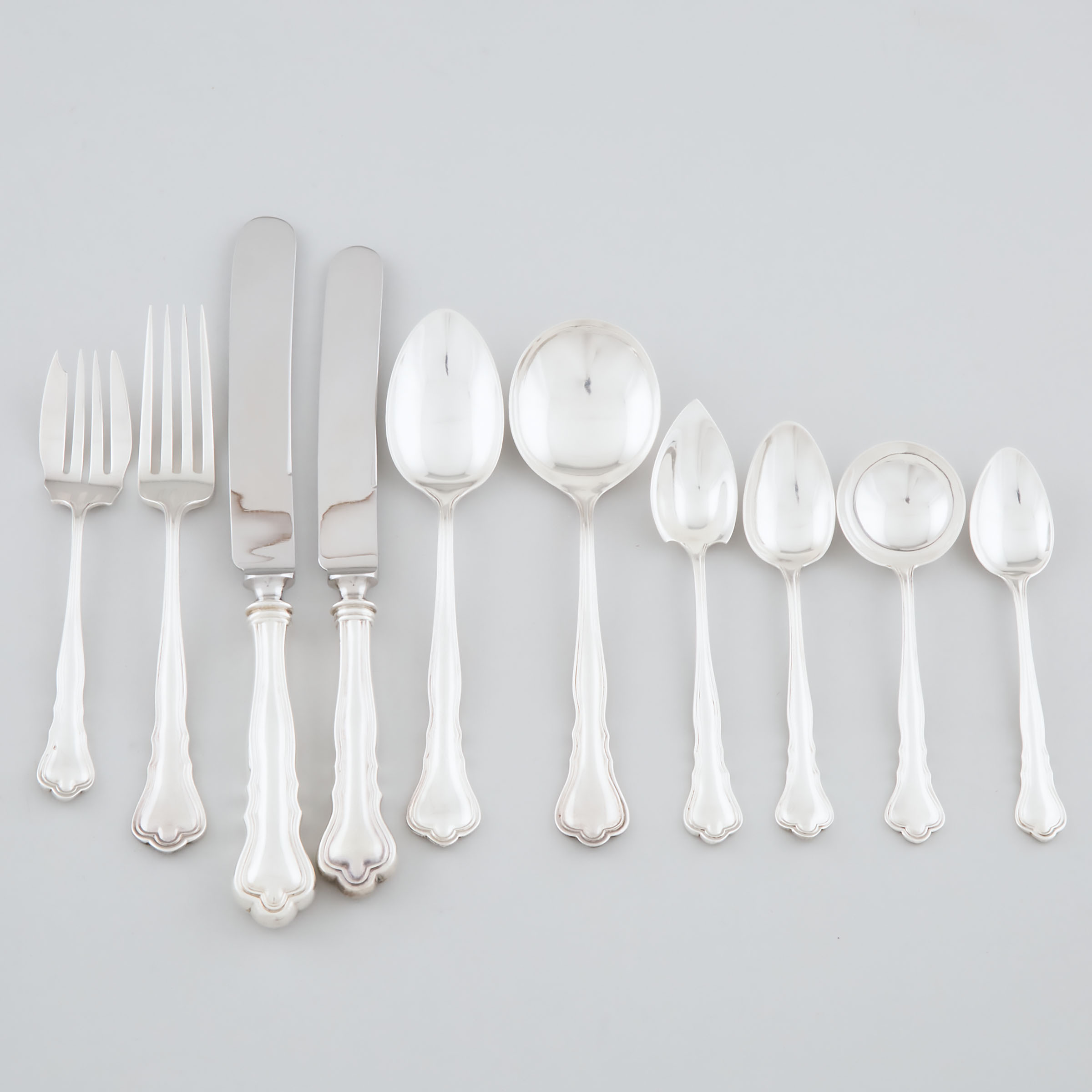 Canadian Silver 'Chippendale' Pattern Flatware Service, P.W. Ellis & Co., Toronto, Ont., early 20th century