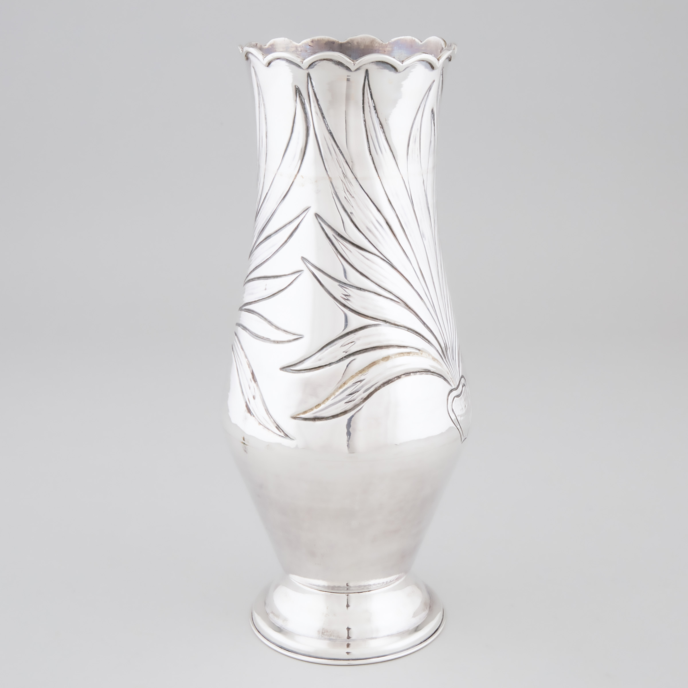 South American Silver Large Vase, 20th century
