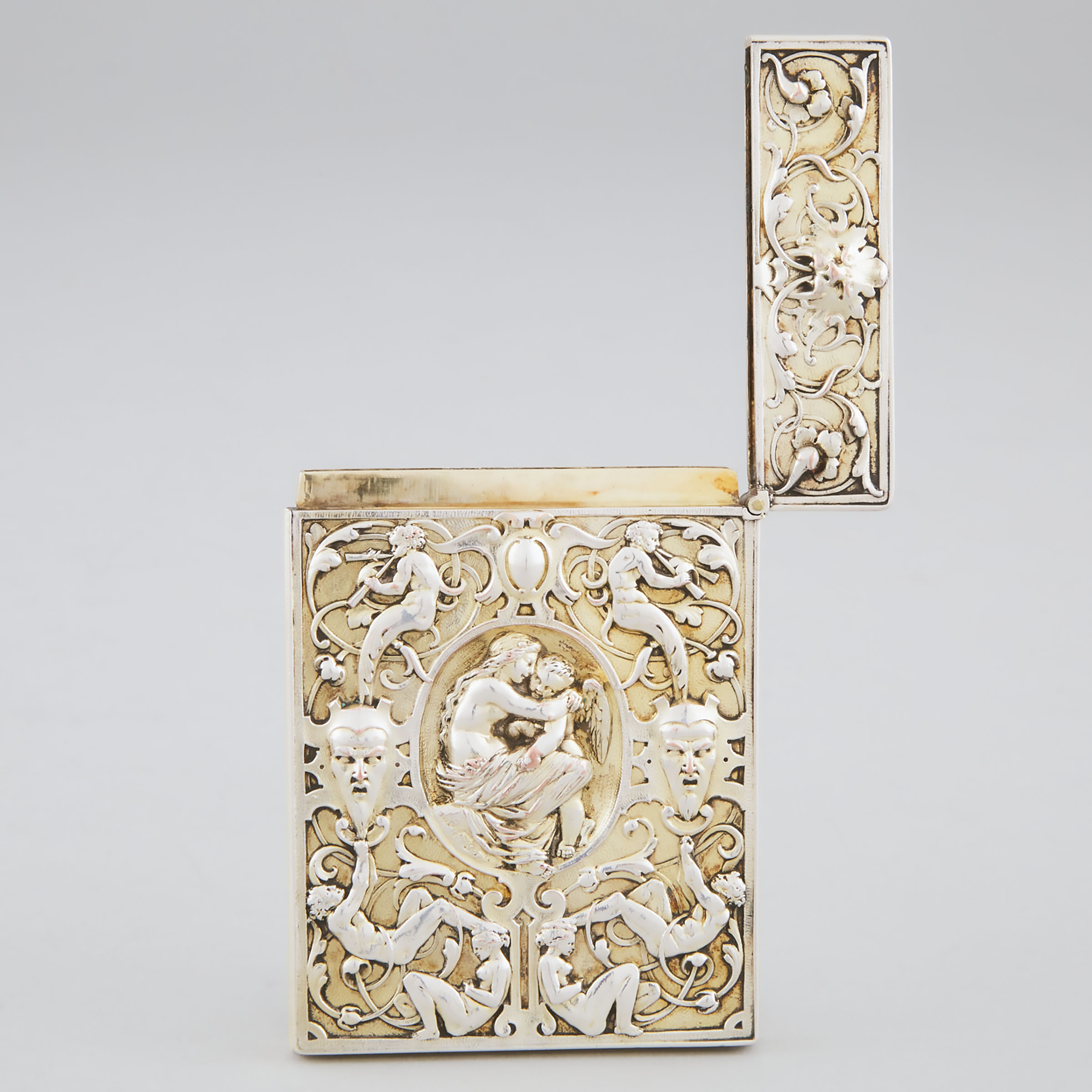 Victorian Silver Plated and Gilt Electrotype Card Case, Elkington & Co., late 19th century