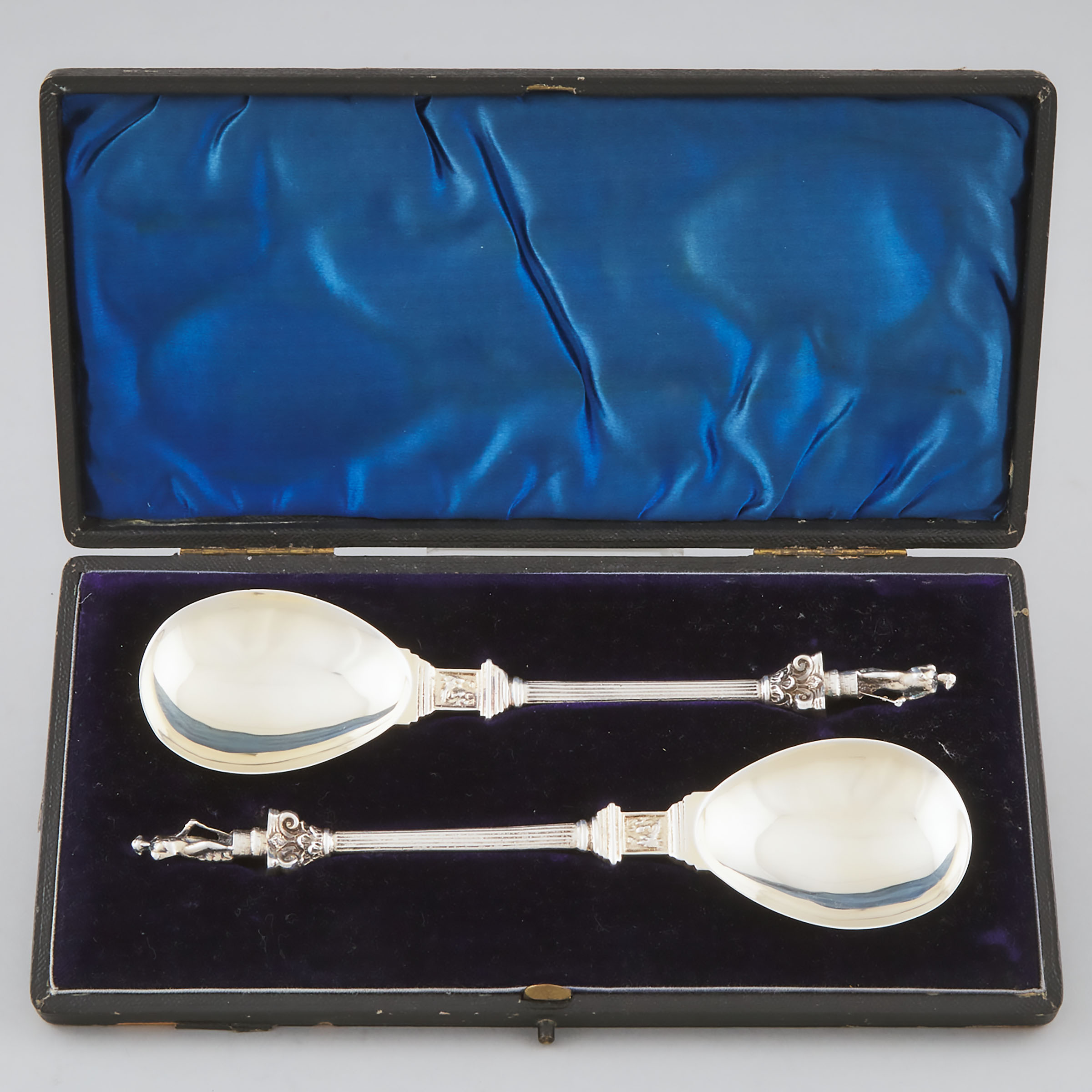 Pair of Late Victorian Silver 'Nelson's Column' Spoons, Harry Hayes, Birmingham, 1900