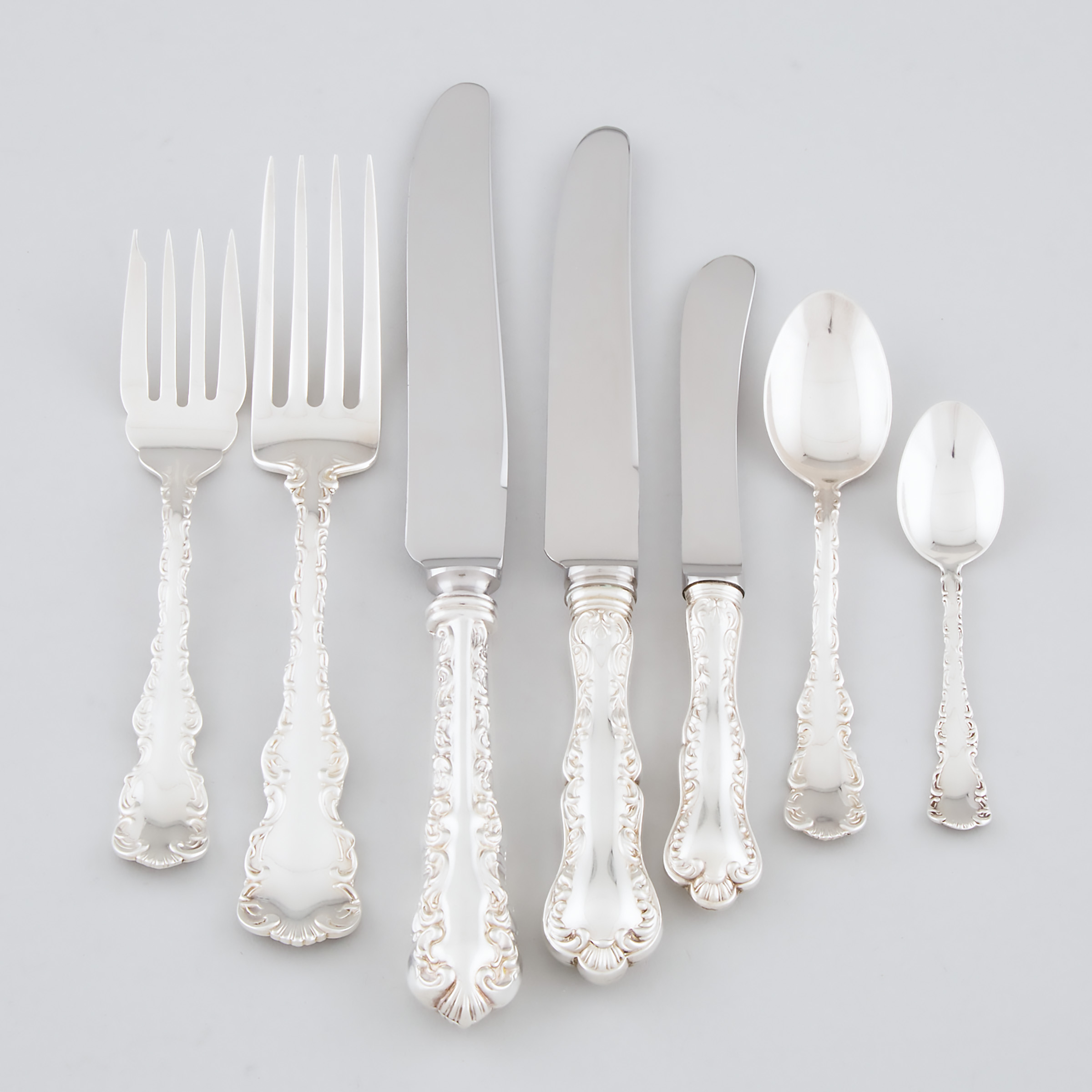 Canadian Silver 'Louis XV' Pattern Flatware, Henry Birks & Sons, Montreal, Que., 20th century