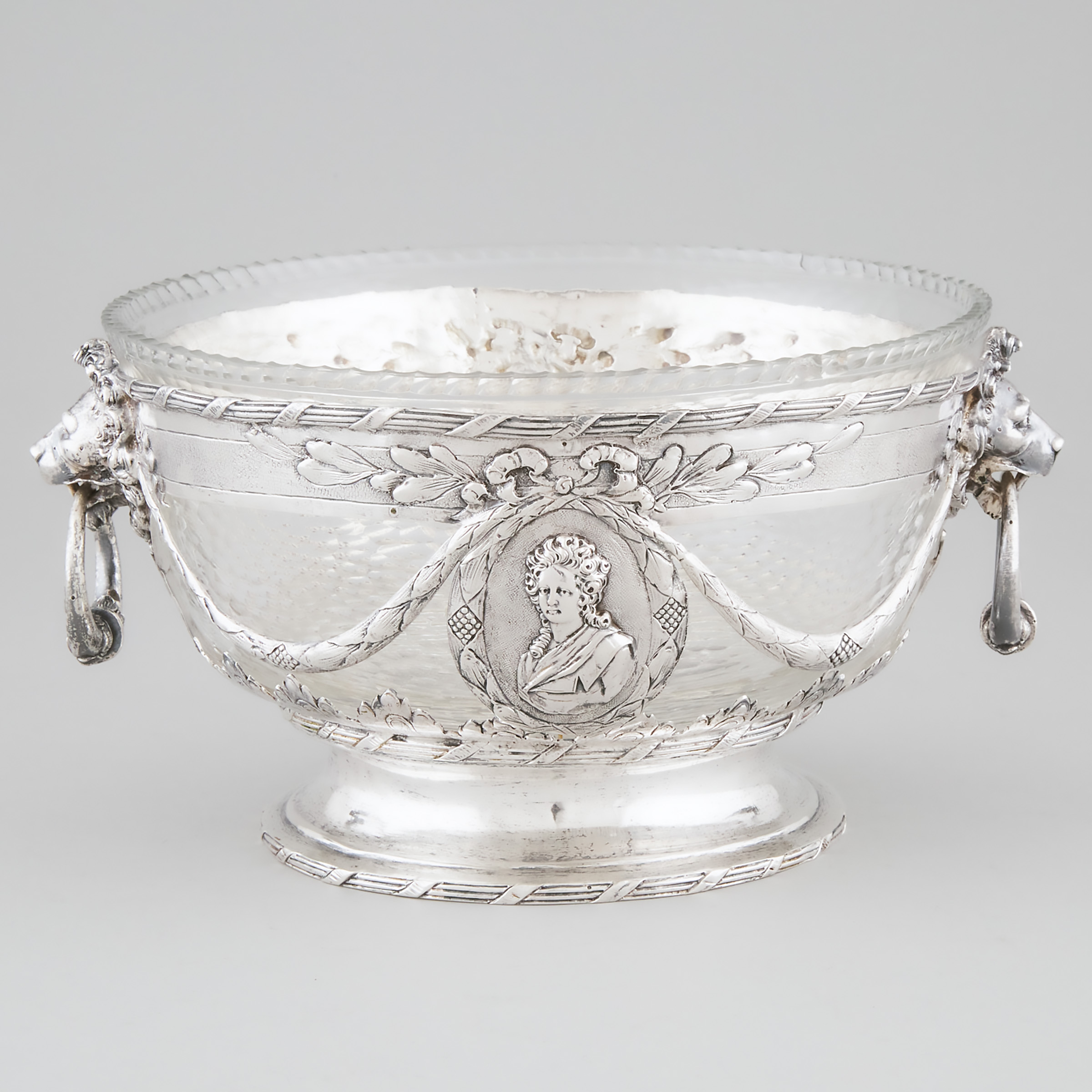 German Silver and Cut Glass Bowl, probably Hanau, c.1900