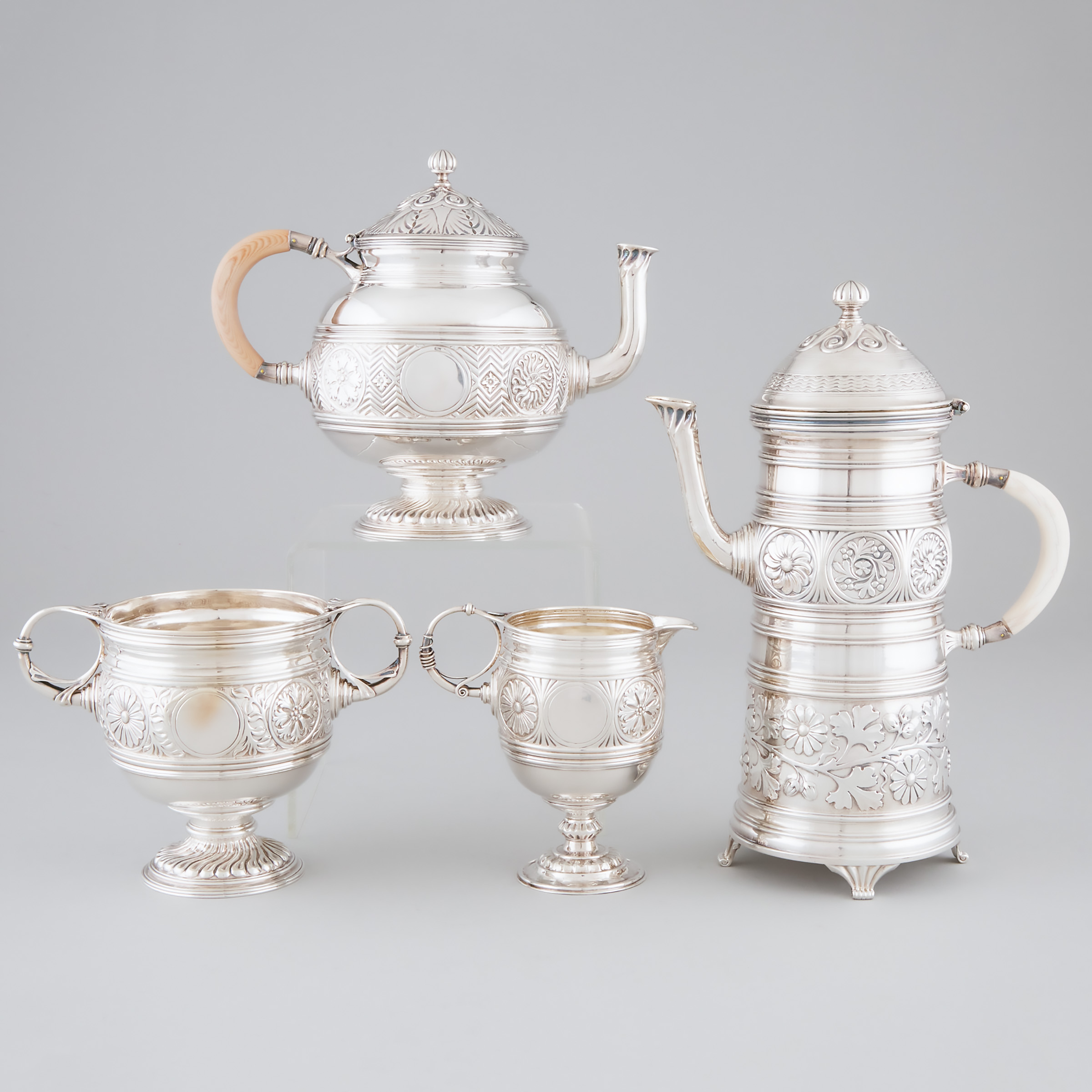 Victorian Silver Aesthetic Movement Tea and Coffee Service, J. Yates & Son, 1879