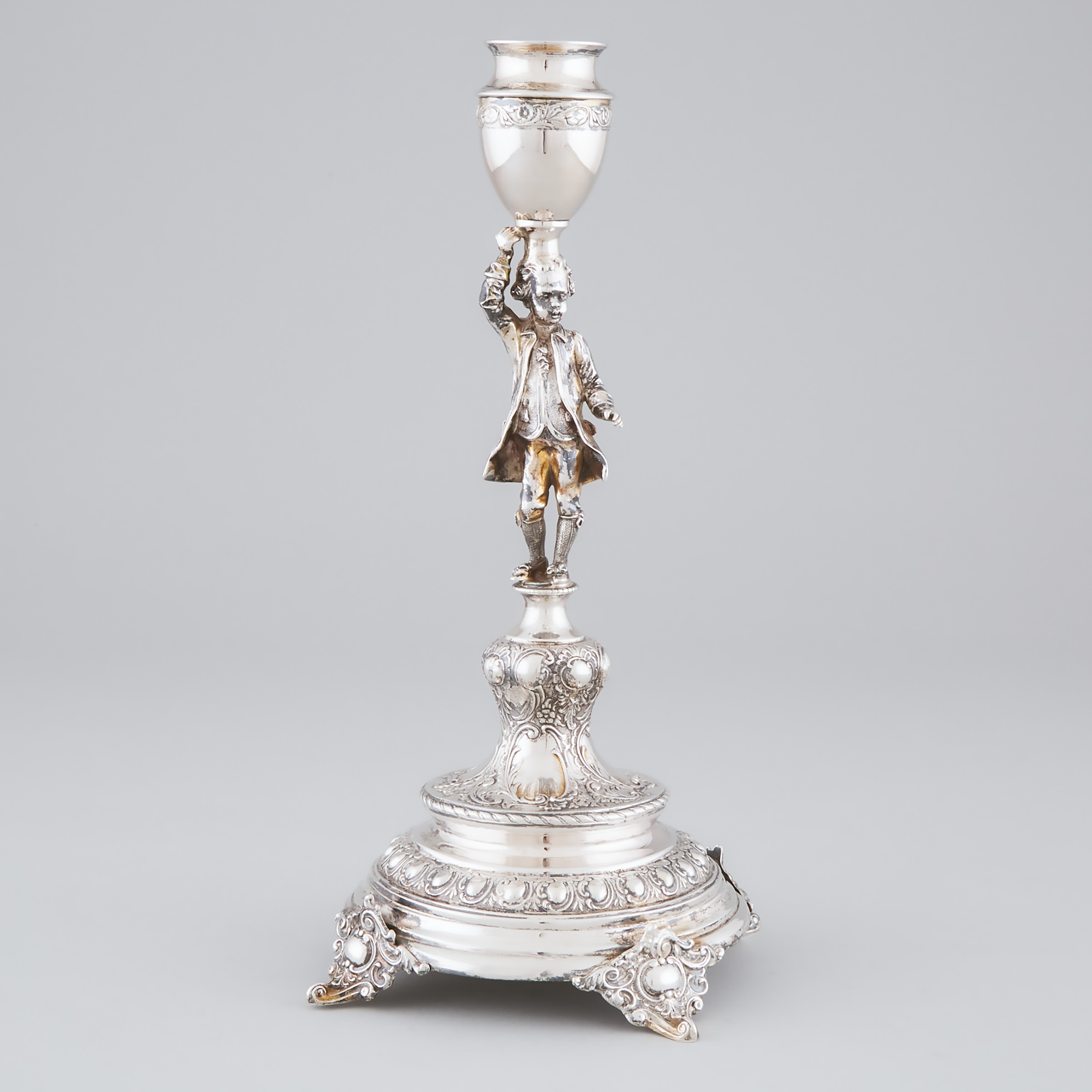 Austrian Silver Figural Candlestick, Vienna, late 19th century