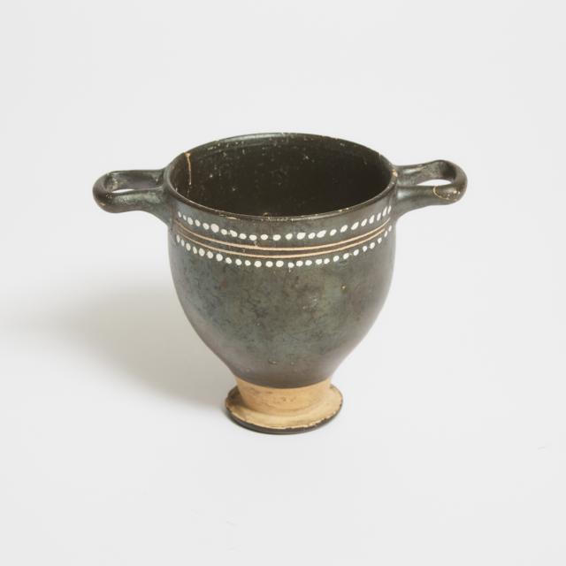 Greek Apulian Gnathian Pottery Skyphos, late classical period, 310-300 BC