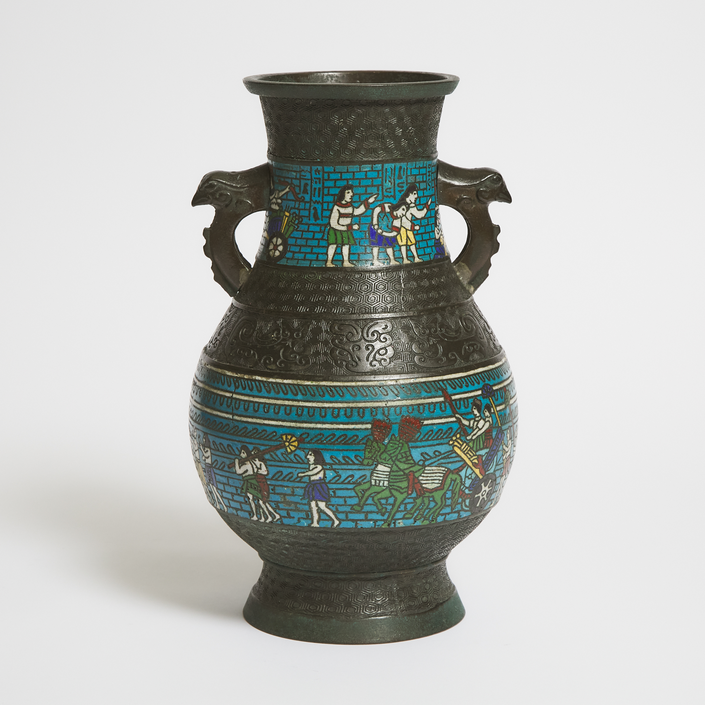 Japanese Champlevé Enamelled Bronze 'Egyptian' Vase, c.1922