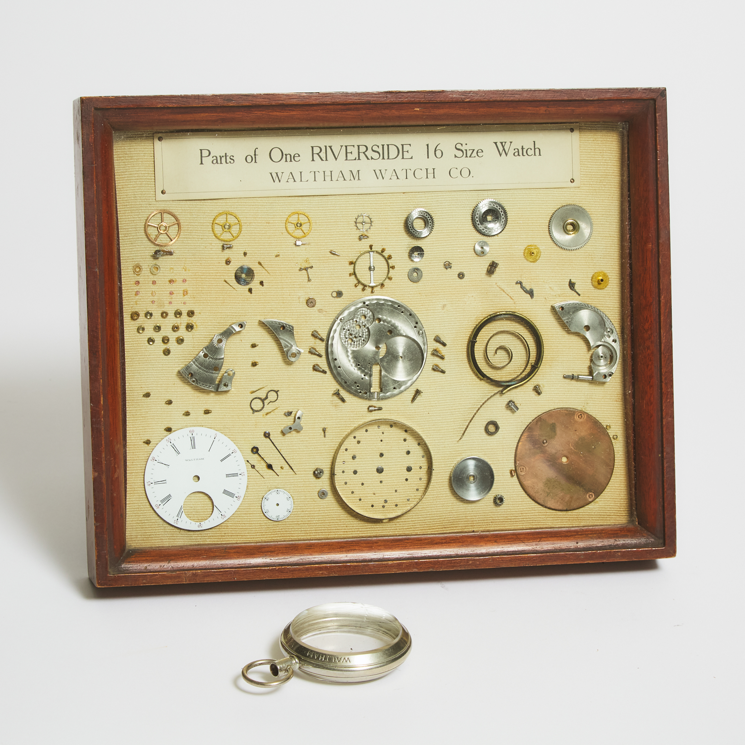 Waltham Watch Company Promotional Framed Riverside 16 Size Pocket Watch Parts and Case, 19th century