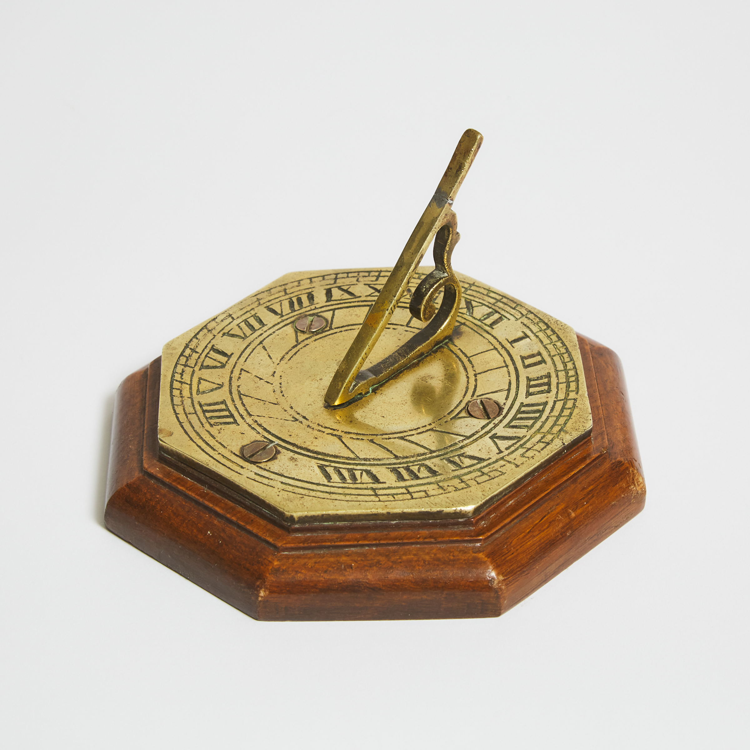 Small English Brass Desktop Sundial, 19th/early 20th century