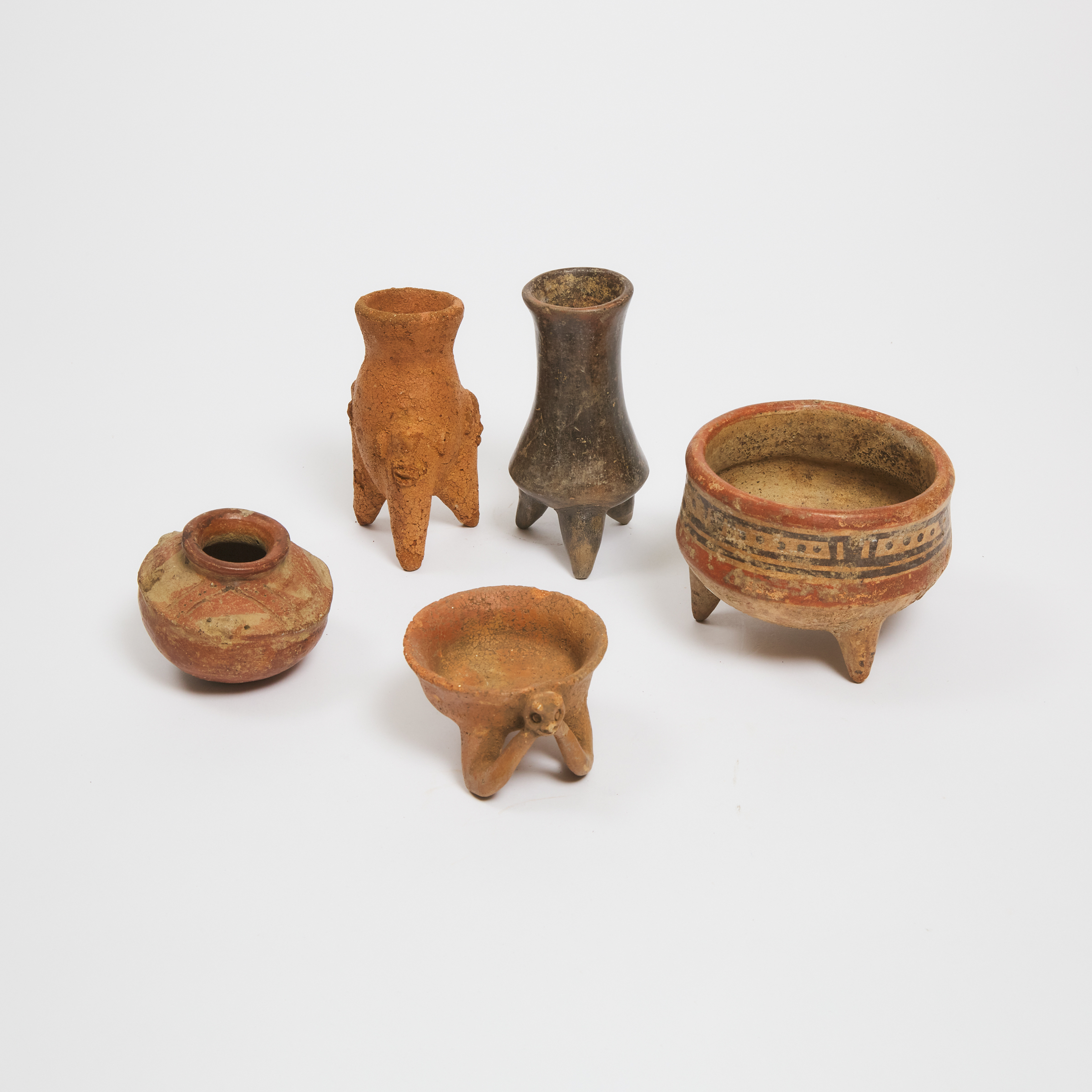 Five Costa Rican Pre-Columbian Pottery Vessels, 300 BC-1000 AD