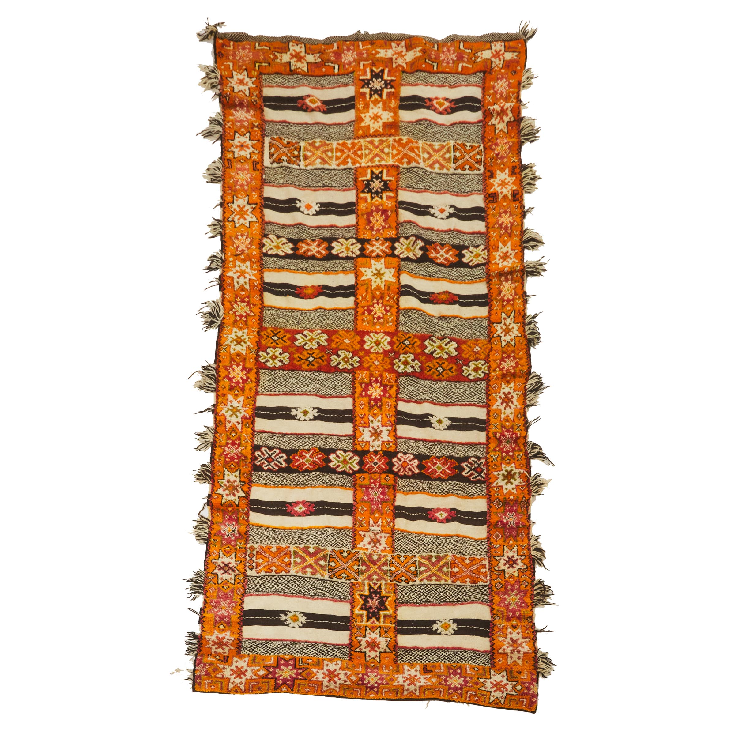 Moroccan Berber Mixed Weave Long Rug, mid 20th century