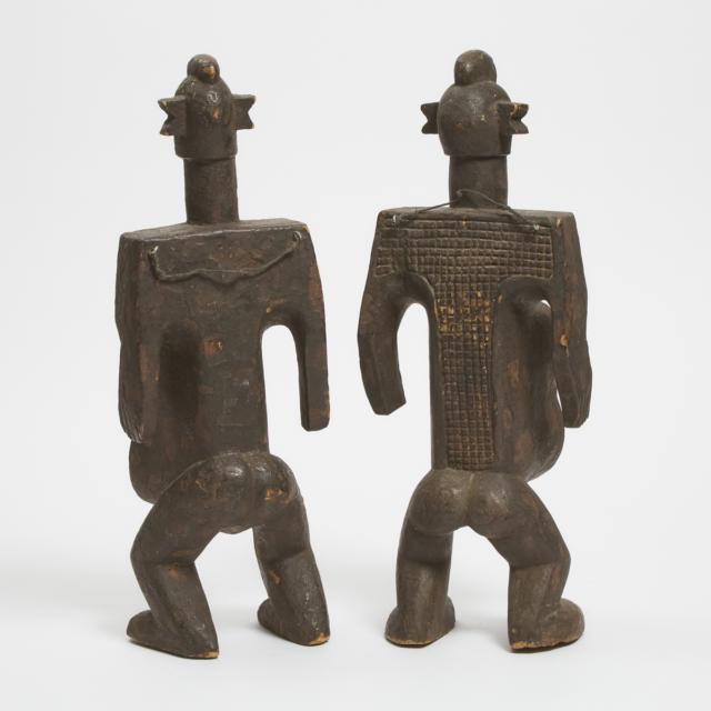 Pair of Male and Female Figural Libation Cups, possibly Koro, Inland Nigeria, 20th century